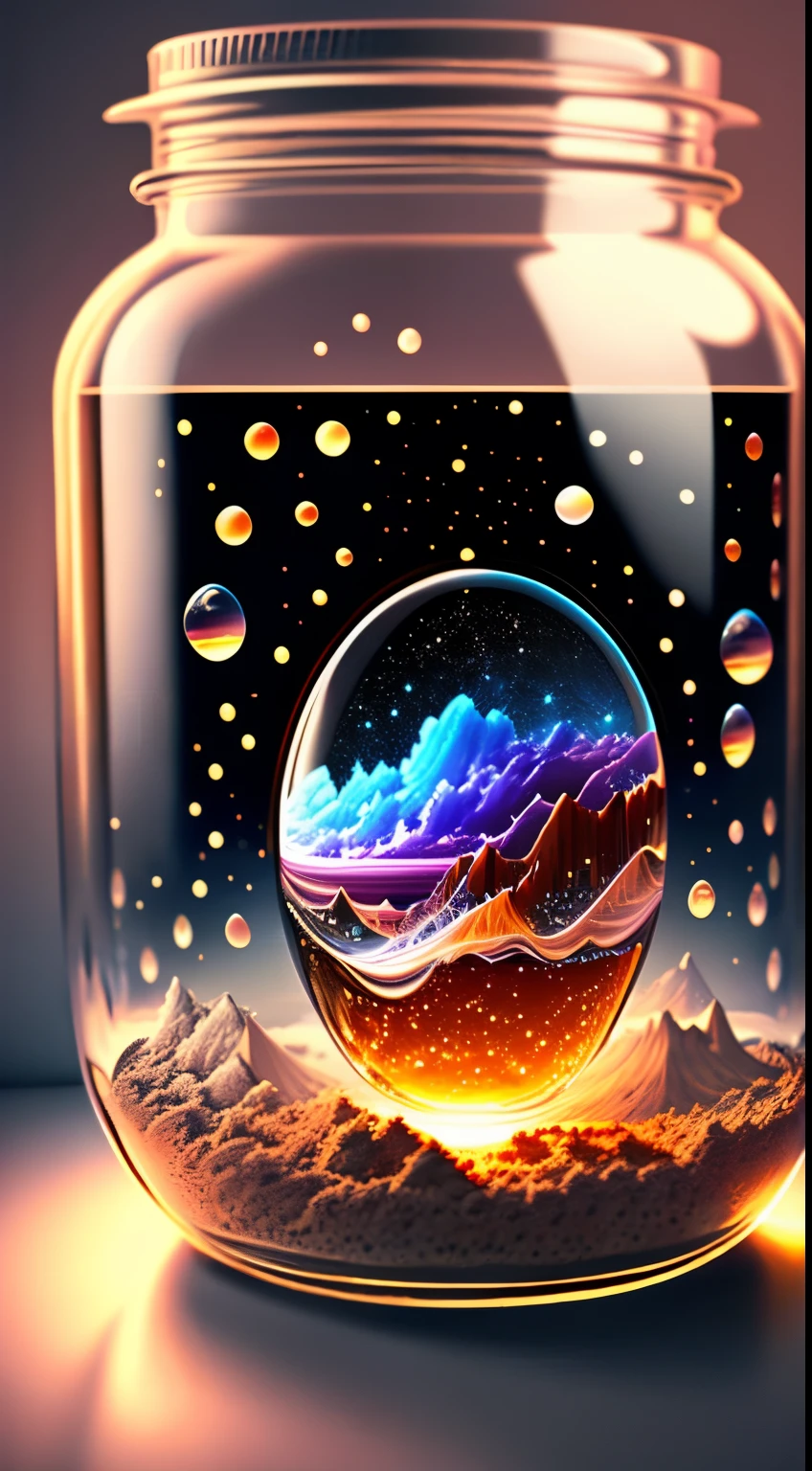 The whole universe is in a glass jar, surreal, super detailed, dramatic lighting, 4K