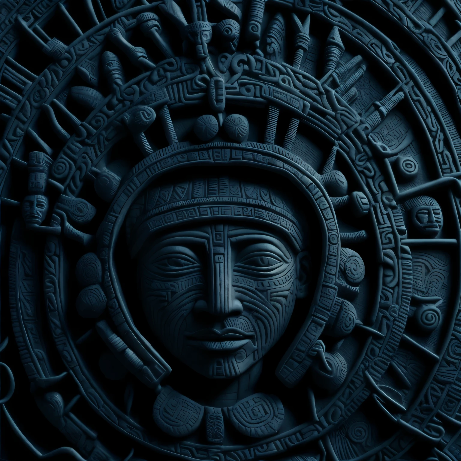 a close up of a stone sculpture with a face on it, mayan style, aztec mythology, the oracle of the mayan elders, aztec god, aztec iconography, mayan god, tribal ancient imagery, 3 d maya render, classic mayan mythology, aztec astronaut, aztec sun goddess, mayan, close up shot of an amulet, made in maya, giant aztec spaceship