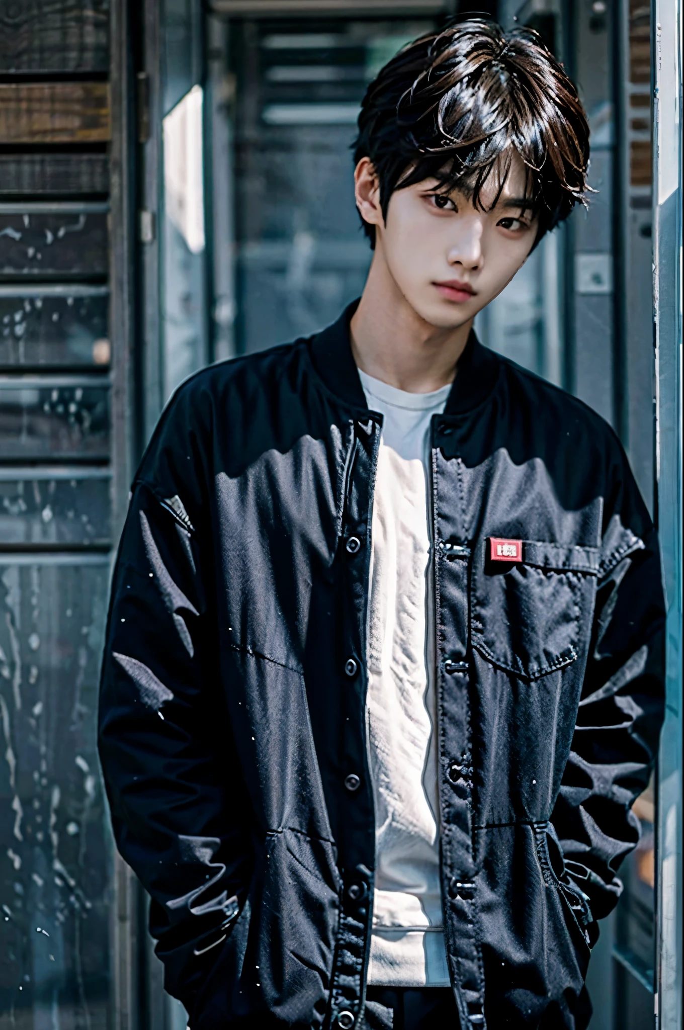 ulzzang man posing for a front photo not smiling