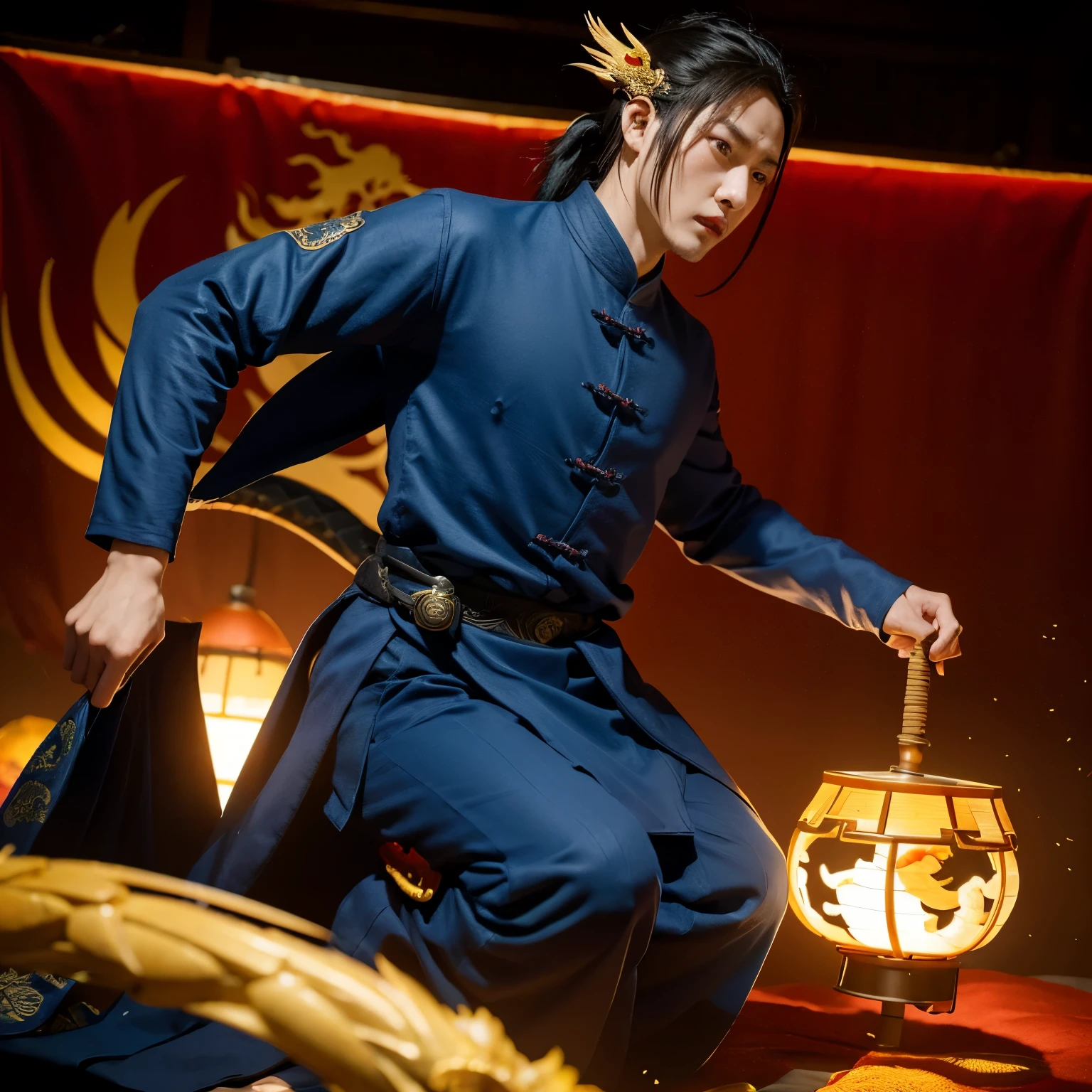 Avatar size，There is the Chinese character Mou，Xiu Xian male protagonist，With divine dragon protection，HD