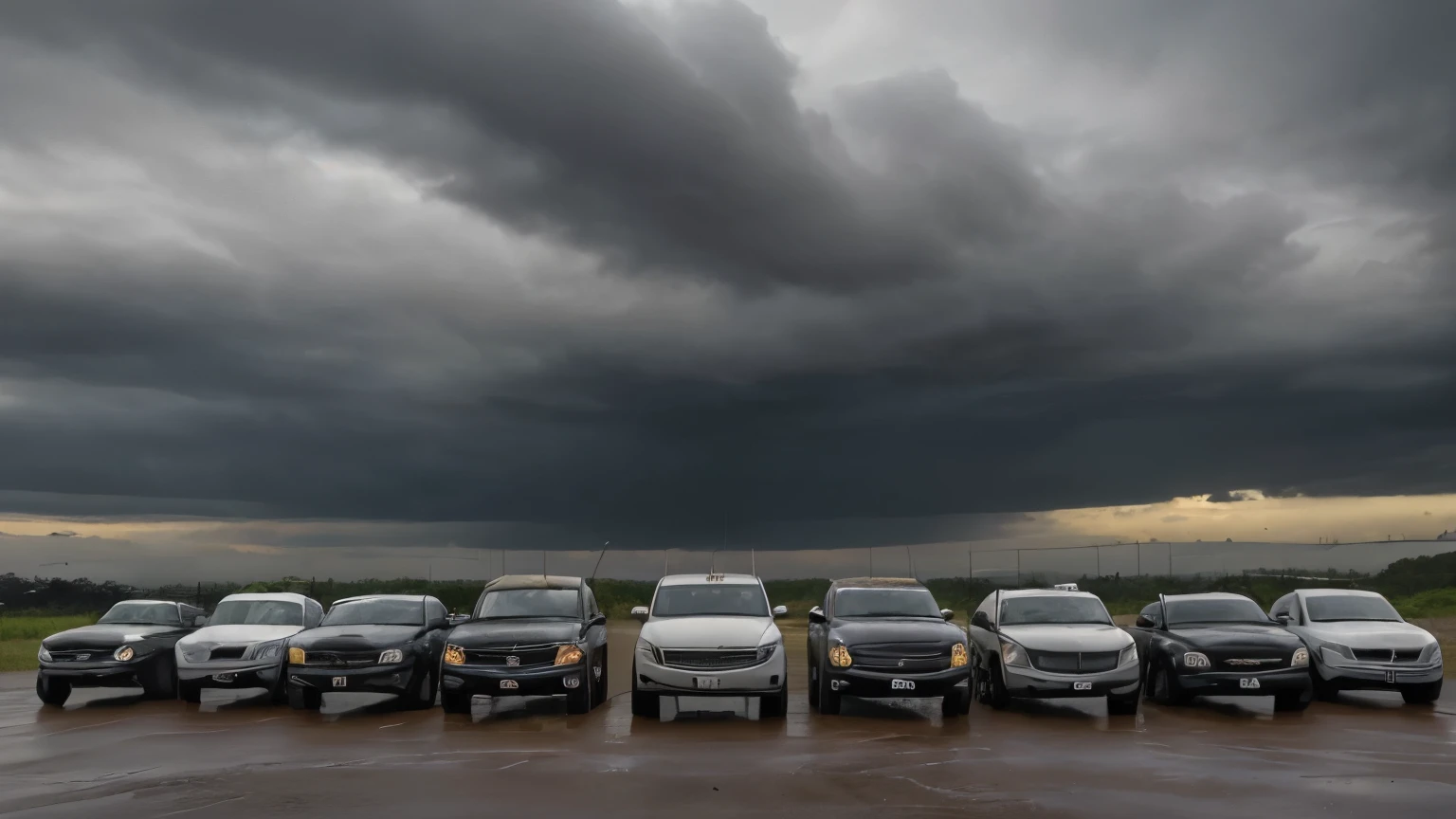 Create a digital illustration that represents the economic challenges faced in the automotive market. A imagem deve apresentar uma estrada vazia com um carro parado no acostamento. Ao redor do carro, include icons of coins flying away, denoting the high prices and financial difficulties of consumers. In the sky, add dark, gloomy clouds to convey the sense of uncertainty and challenges facing the automotive industry. The title "Economic Challenges in the Vehicle Market" must be added to the image, destacando o tema abordado. The image should convey a feeling of stagnation and financial difficulty in the post-pandemic Brazilian automotive market.