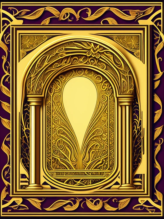 FRAME FOR CARD GAME WITH ARABESQUES STYLE ART NOUVEAU, RED COLOR