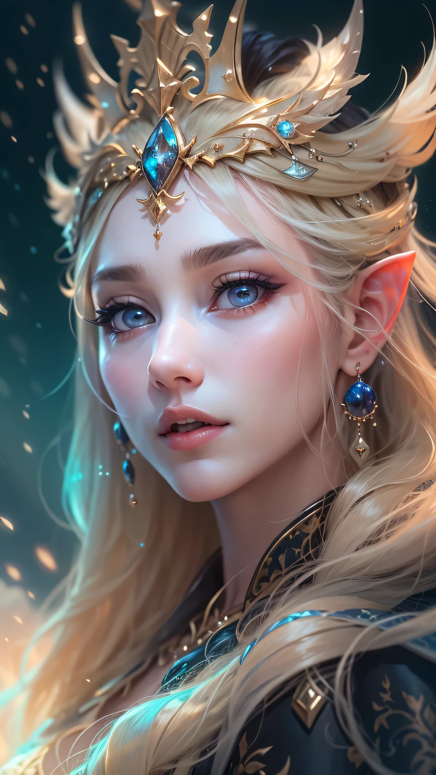 woman with long blonde hair in a tiara and crown, ((fair empress fantasy)), beautiful Elven Princess, beautiful fantasy portrait, красивая и элегантная Queen of the Elves, beautiful fantasy portrait, portrait of Queen of the Elves, fair empress fantasy, Blonde Elven Empress, ultrarealistic fantasy tiara, Queen of the Elves, Elven Princess, blonde princess