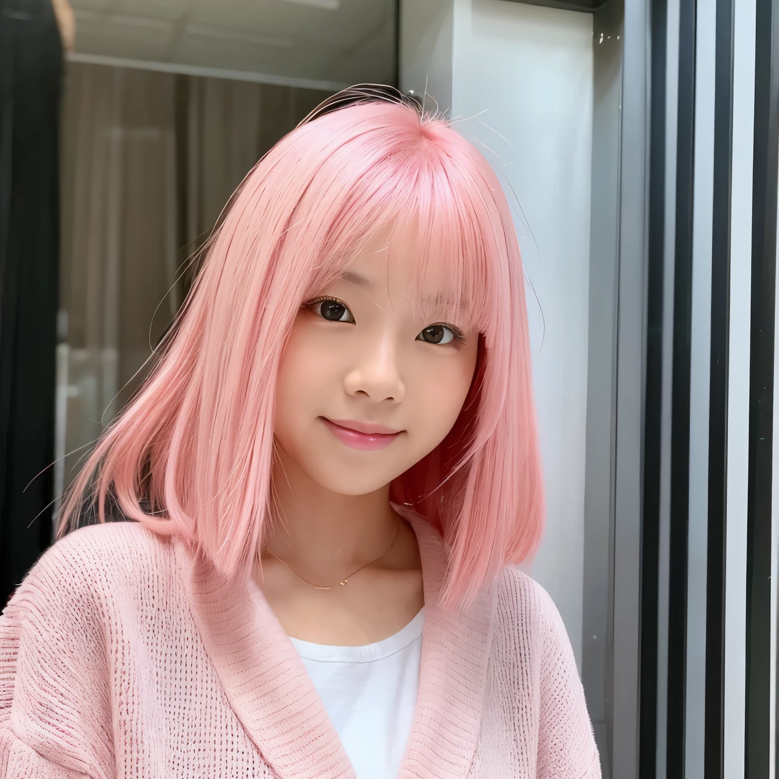 Cute sexy pink hair asian girl