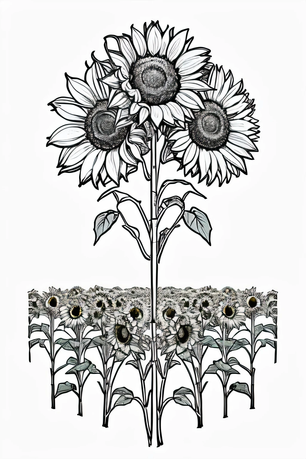 sunflower outline for colouring