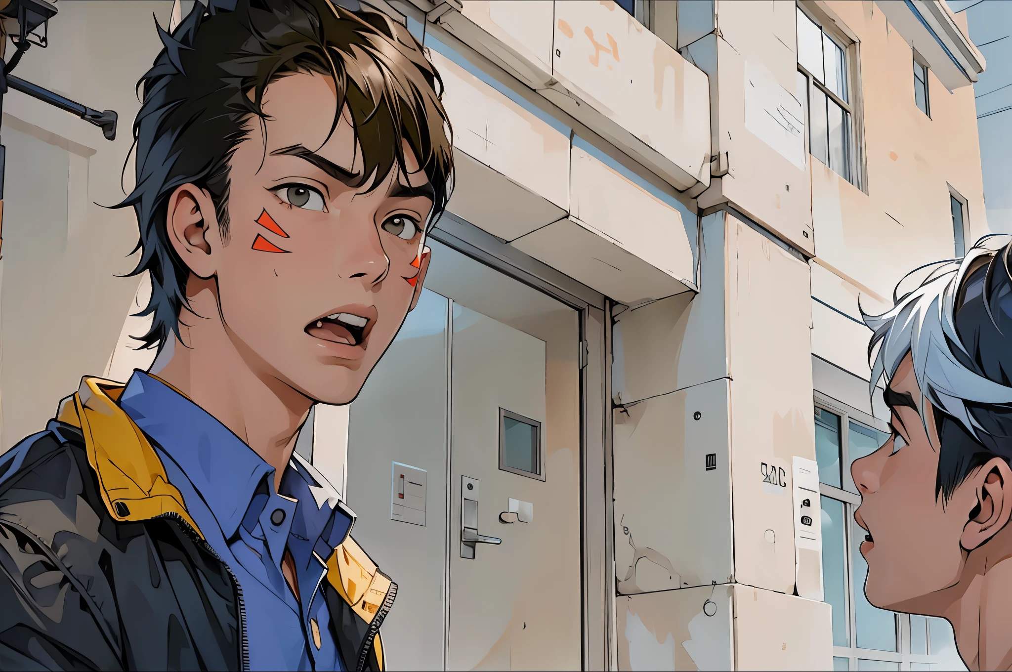 There is a 15-year-old man who is speaking calmly.