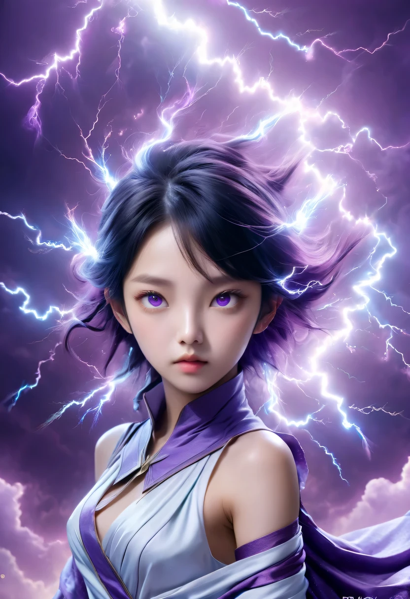 Magical girl,身穿连帽长袍和带有黑色细节的哥特式盔甲的Magical girl, There was a serious expression on his face, Straight black hair tied up, Black hair is an extraordinary beauty, Gorgeous, blue eye color, Purple sky and magnificent clouds, arms crossed,strike a majestic pose,Stand on high rocks, charm,Strange,Fear,flirtatious,Lightning Armor,(Wrapped purple magic lightning:1.5), epic magic power,Magic cloak radiates powerful light, Strong current, epic thunderstorm, The suspended energy ball is about to explode,Strong visual impact, Surrealism, crazy, whimsical, Octagon rendering, complicated, Magic Float DonM3l3m3nt4lXL,
