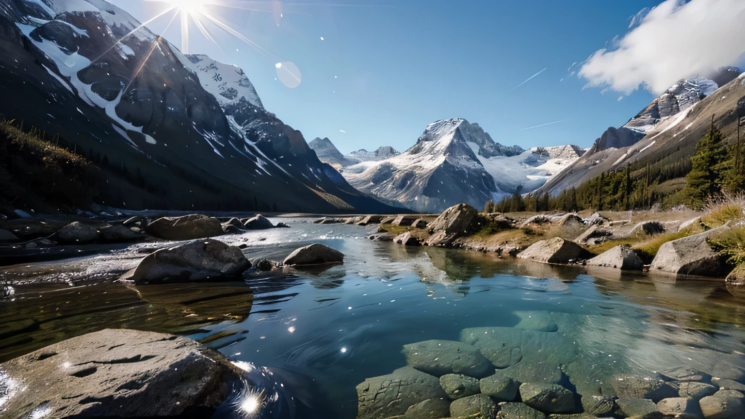 Uma imagem de uma montanha com um riacho cristalino, representando a pureza mencionada no texto.