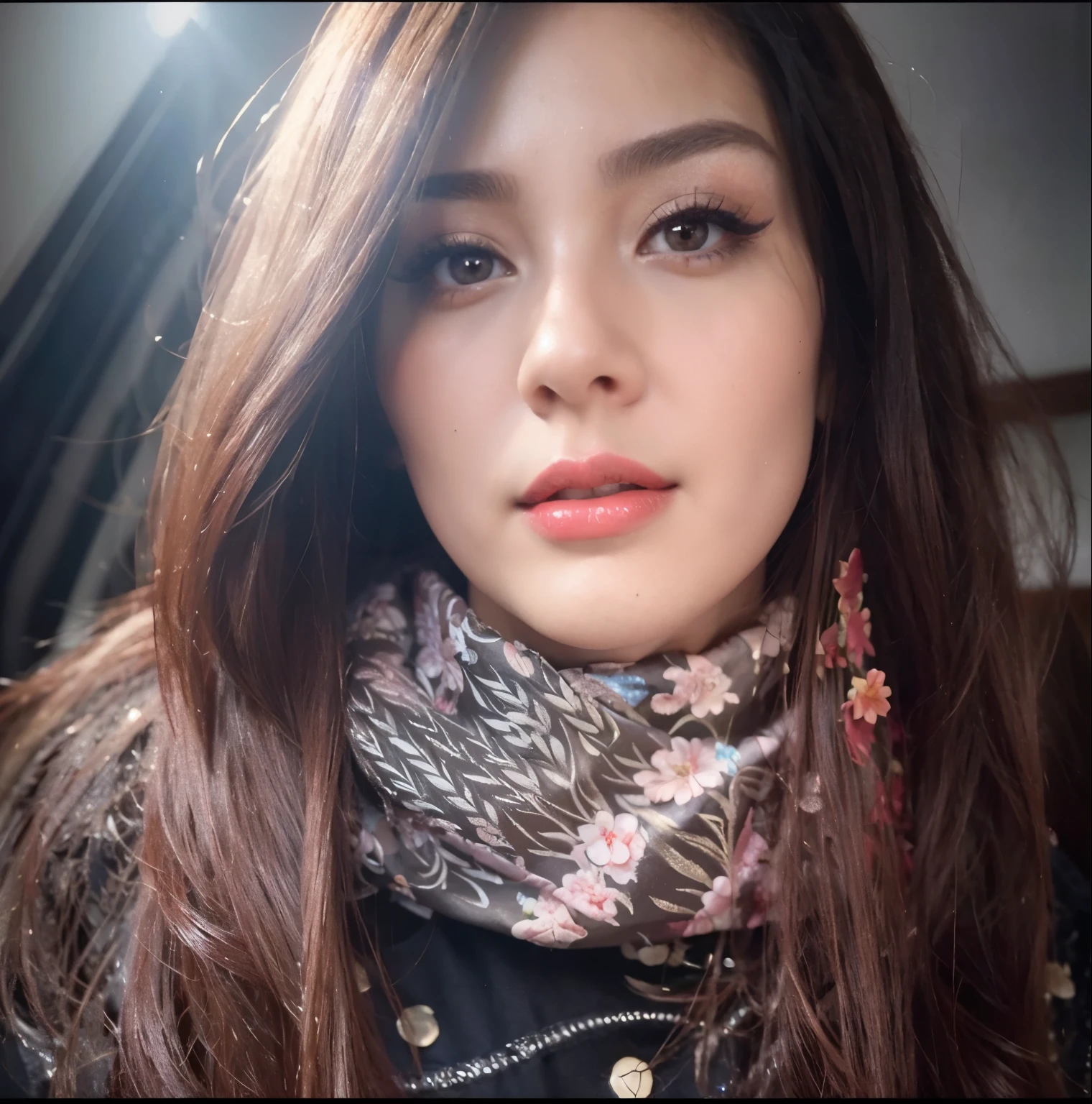 1girl,upper body,fashi-girl,china dress,chinese clothes,hair flower,(masterpiece:1.4),(best quality:1.4),(shiny skin),red lips,looking at viewer,large breasts,parted lips