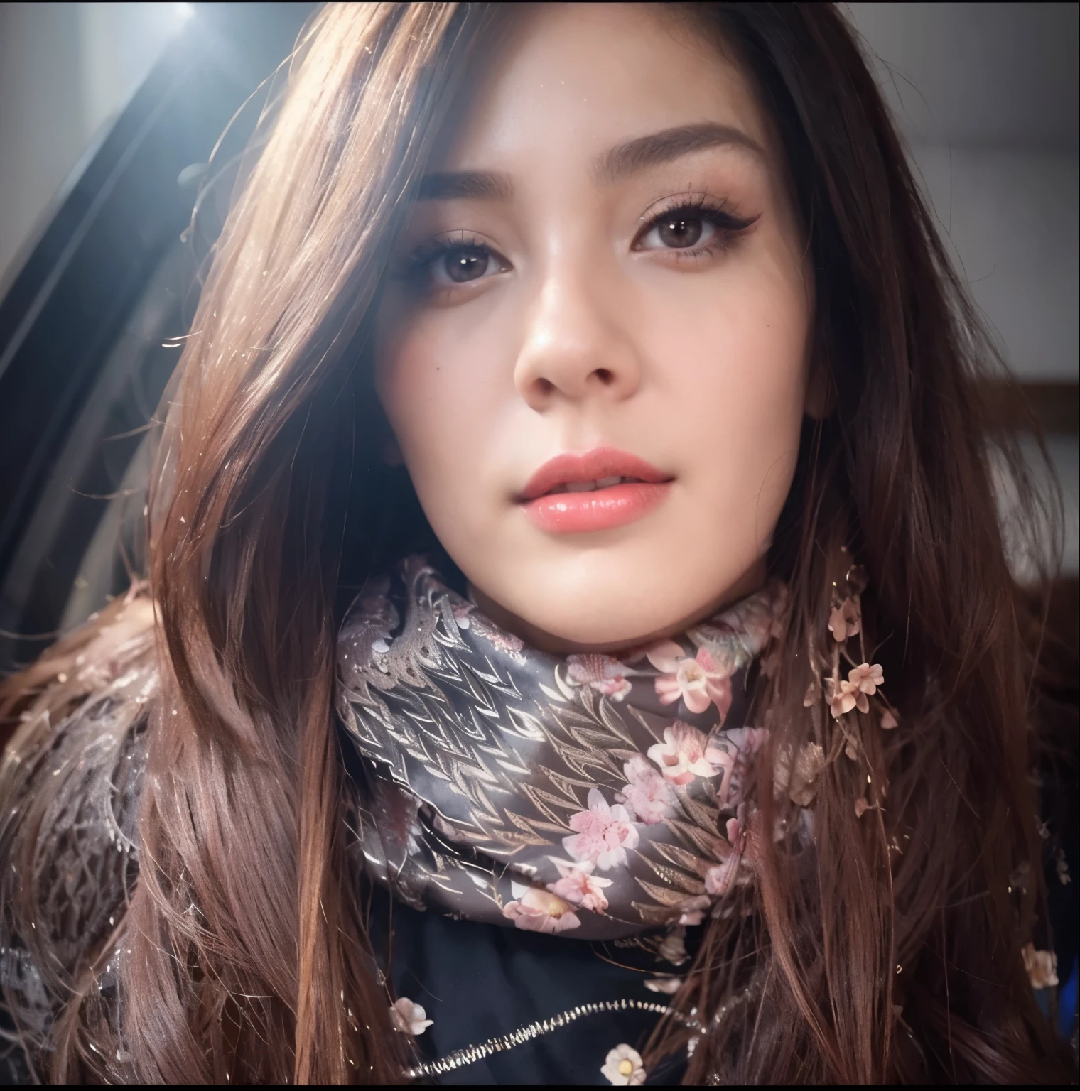 1girl,upper body,fashi-girl,china dress,chinese clothes,hair flower,(masterpiece:1.4),(best quality:1.4),(shiny skin),red lips,looking at viewer,large breasts,parted lips