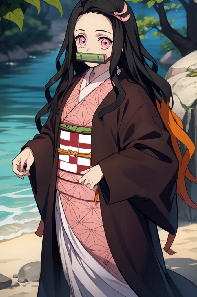 Nezu furnace, Nezuko Kamado, Bamboo, (bit gag:1.5), 1:1,Chibi,Black hair, (Forehead:1.5), gag, Gagged, Hair Ribbon, Long hair, multicolored hair, (Pink eyes:1.5), Orange hair, Slit pupils, Wavy Hair, Two-tone hair,
Break asa is not (Pattern), Checkered sash, haori, komono, Kimono, Long sleeves, Obi, Pink kimono, sash, wariza, Wide sleeves,
BREAK looking at viewer,
Break indoors,
BREAK (masutepiece:1.2), Best Quality, High resolution, Unity 8k壁纸, (Illustration:0.8), (Beautiful detailed eyes:1.6), extra detailed face, Perfect Lighting, extremely details CG, (Perfect hands, Perfect Anatomy), different pose