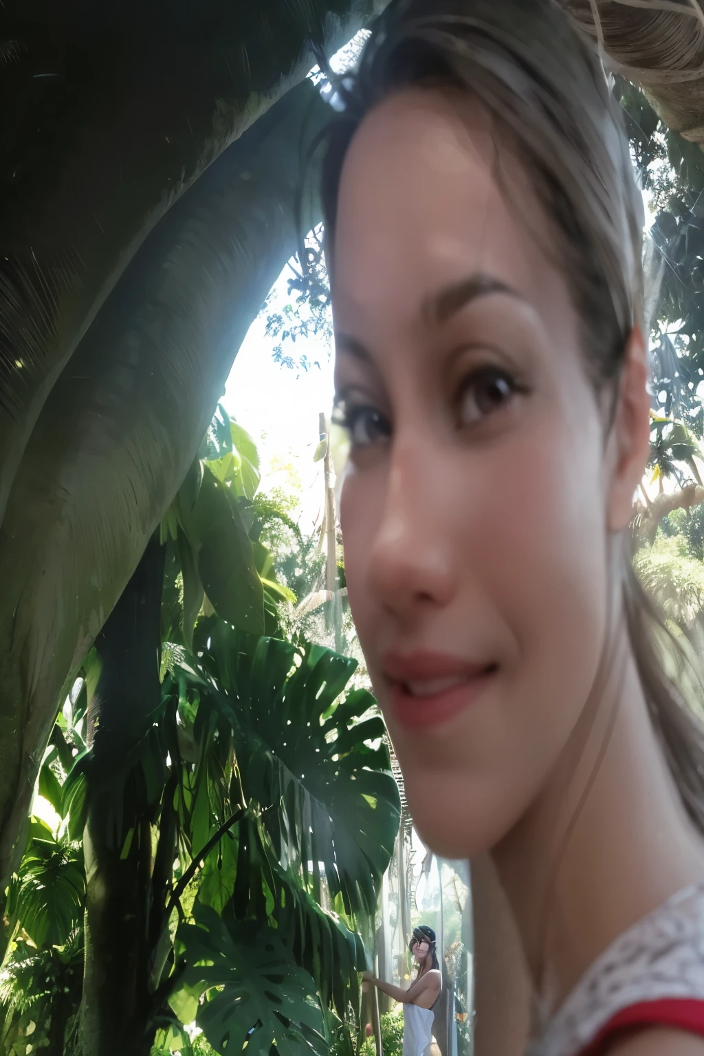 there is a woman standing in a field with a dog, sie boob, body swelling about to explode, japanese grand mother, big breasts!, big breasts!!, big breasts, with a large breasts, large breasts, real life big mom, she has a jiggly fat round belly, thick neck, with large breasts, large breasts size, naked