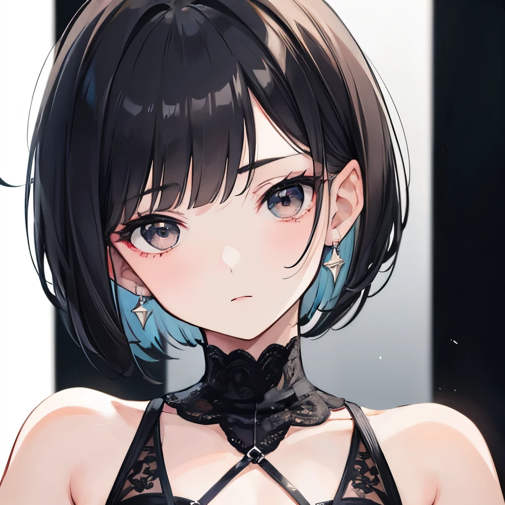 （a masterpiece of，extremely detailed digital art，8k壁紙，Best Quority，astonishing，finedetail，cinmatic lighting，{Extremely refined and beautiful，The best shadow}，1个Giant Breast Girl，black har，pigtails，Chongqing，paleskin，|Soaked underwear|，pearl choker，Pearl earrings，Parting lips，kpop，{{Floating hair}}，Cityscapes，exteriors，detailed back ground，