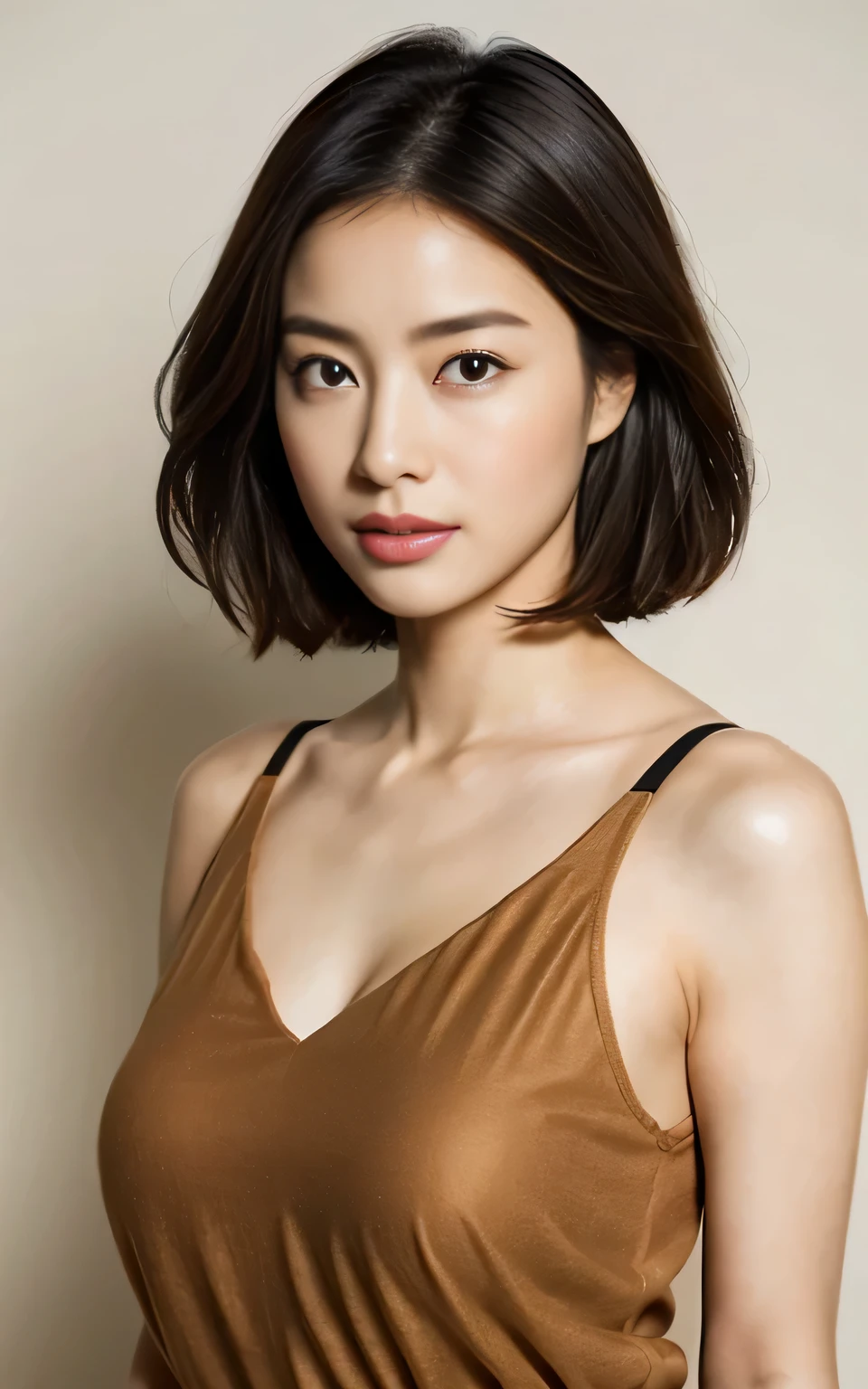 An arafi woman wearing a tan top and taking a photo, gorgeous young korean woman, beautiful south korean woman, beautiful young korean woman, gorgeous chinese model, Korean female actress, Yoshitomo Nara, elegant japanese woman, Yun Lin, cute korean actress, deayami kojima, korean woman, young cute asian man face