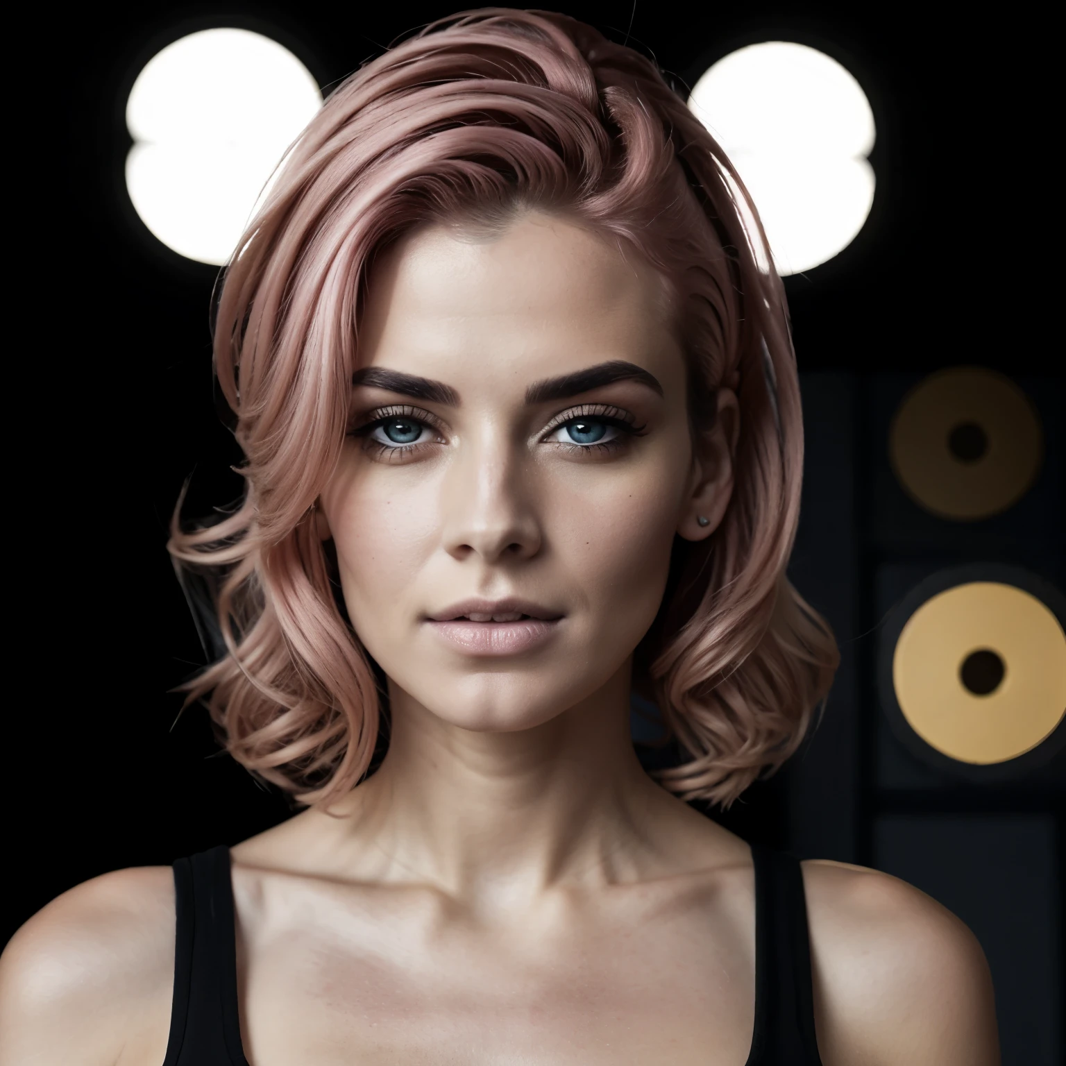 (Cyberpunk style, high definition, 4k, complete, complete high definition image, best 4k image), a captivating woman with semi-naked pink hair, realistically rendered with exquisite details, 4k resolution, hyper-realistic texture, cinematically lit scene, expertly framed using the Sony A6700 Camera. Seductively posing with a finger in her mouth, her alluring outfit adding to the sensual atmosphere, the image exudes an undeniable charm and appeal. (ultra high-definition, intricately detailed, cyberpunk aesthetic, Sony A6700 image, seductive woman, pink hair, cutting