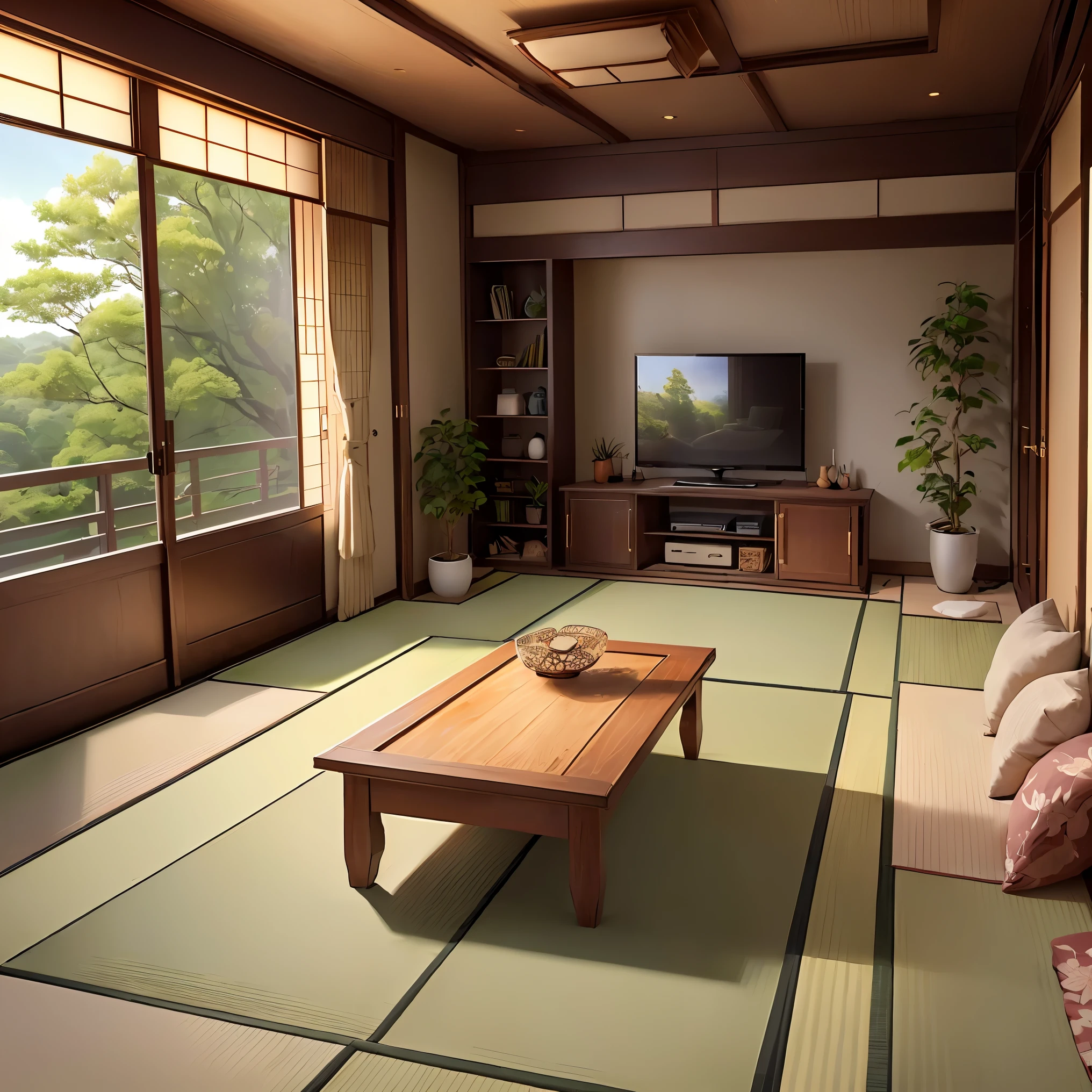 Japanese style living room with detailed interior decoration drawings
