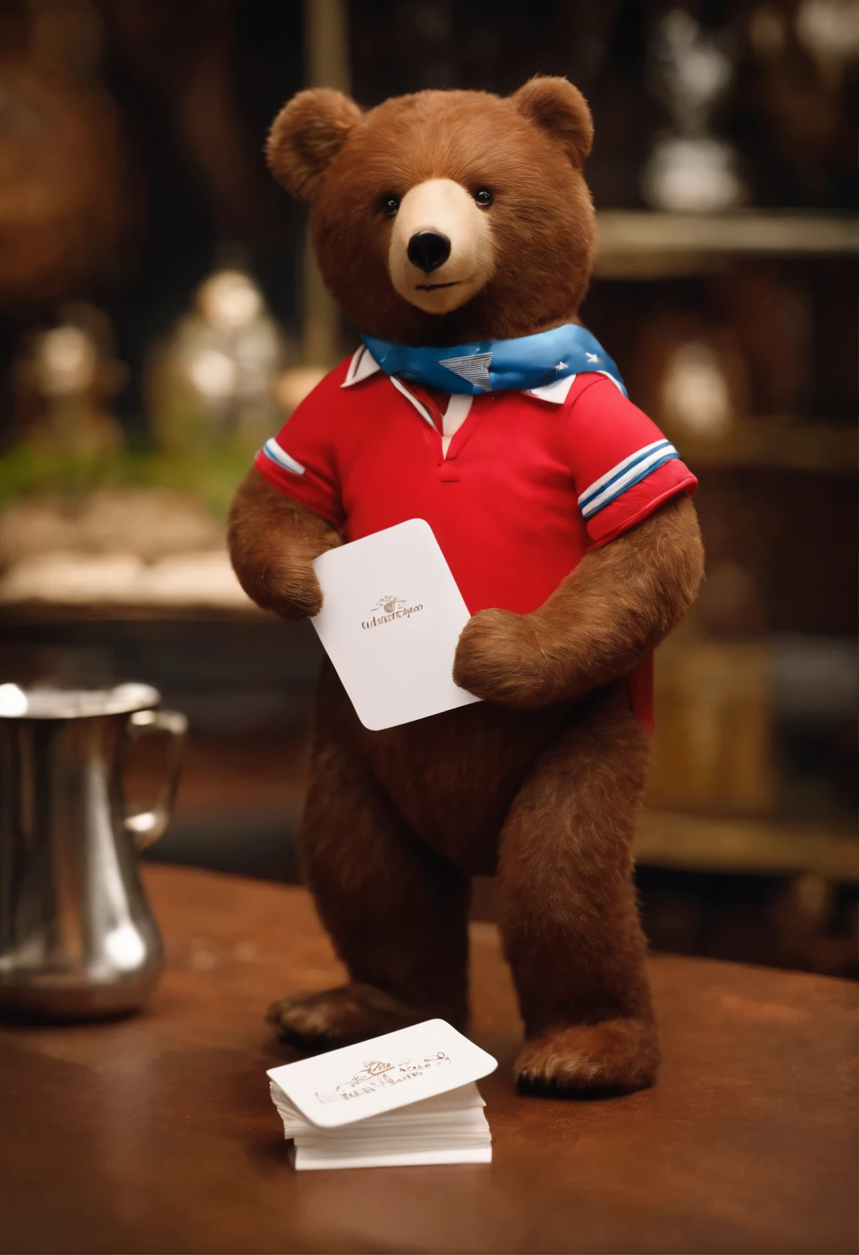 Sports Bear with a card in his hand