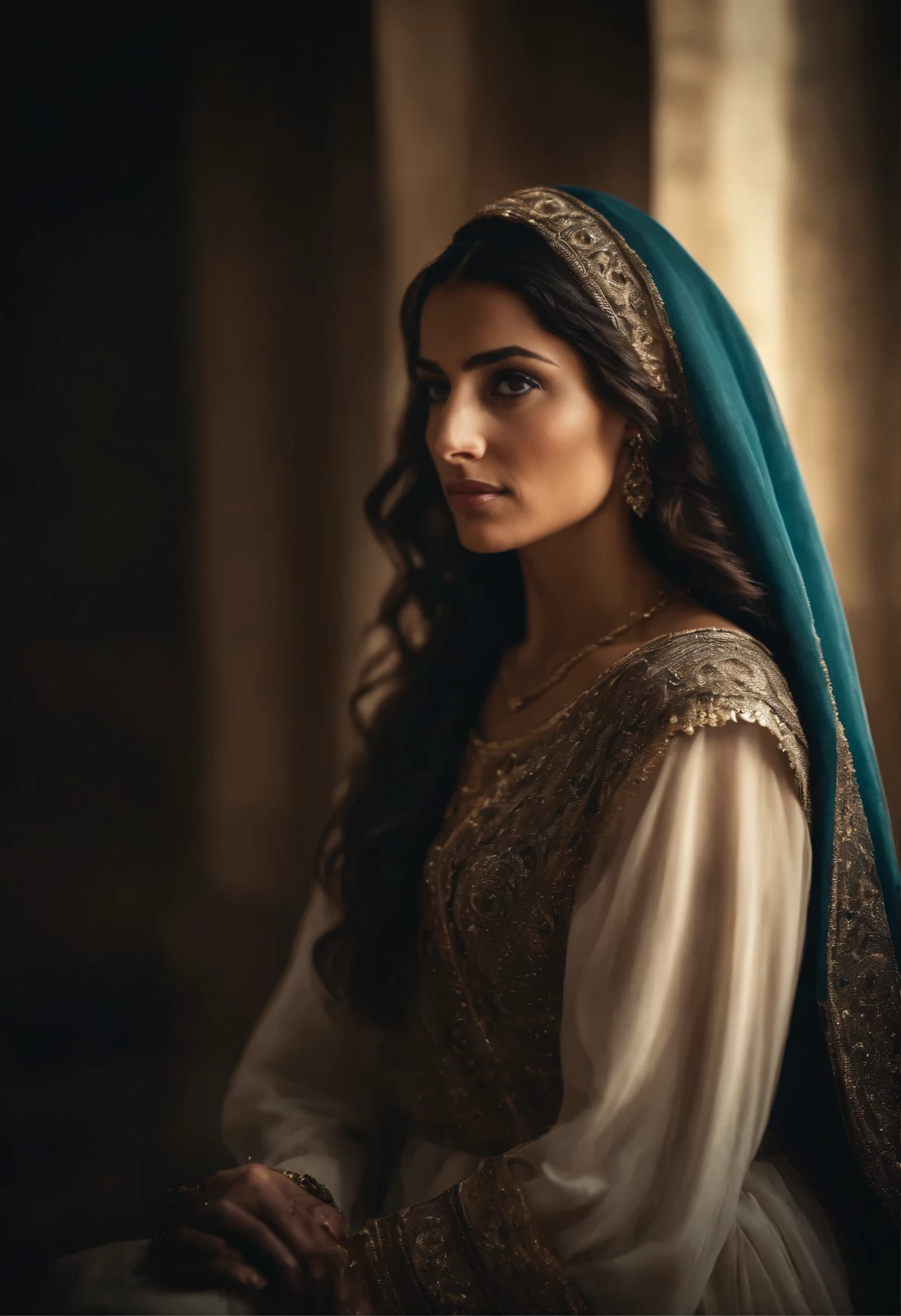 Biblical character Naamah bible, beautiful Arab woman, dressed as a princess