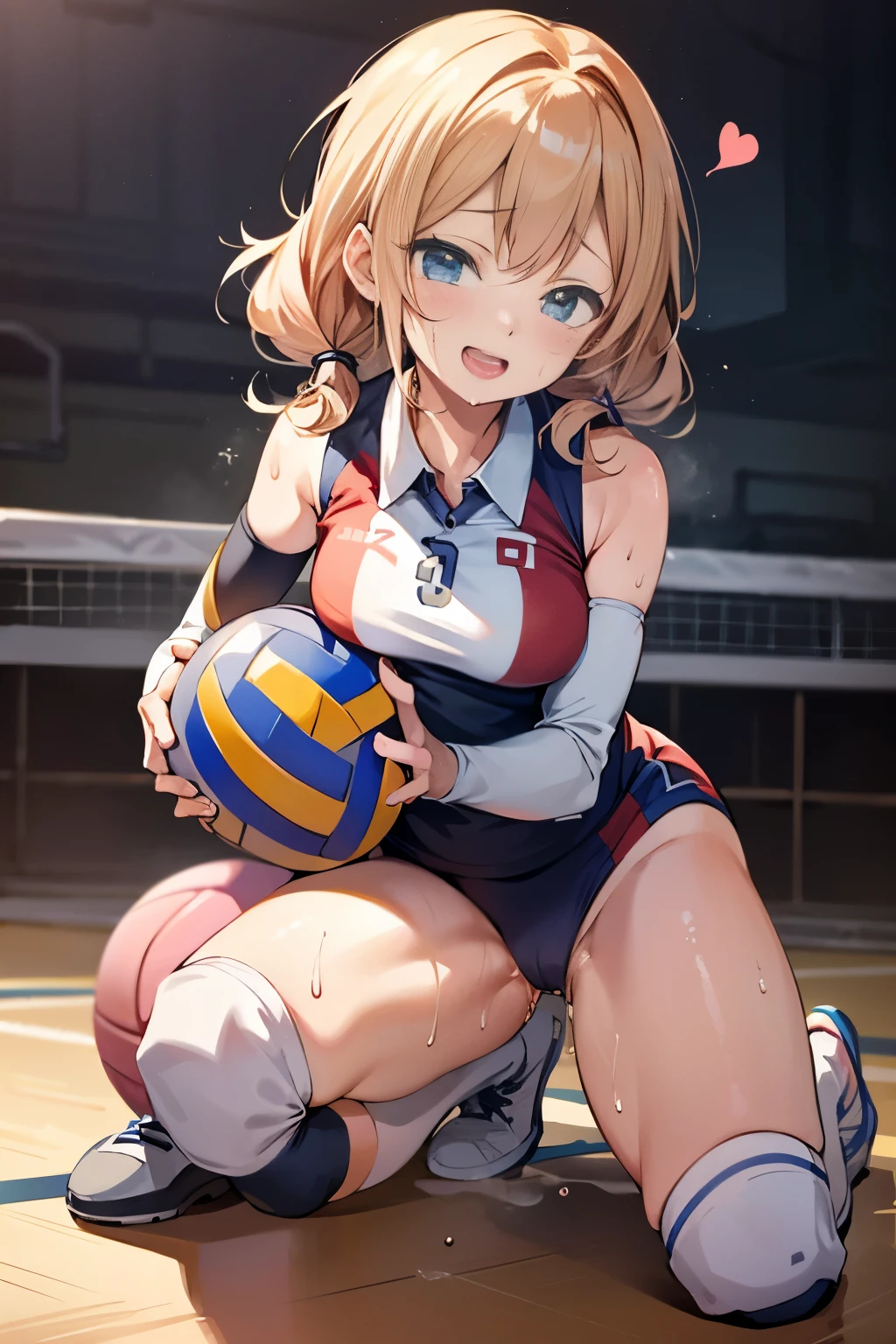 unity 8k wallpaper, anatomically correct, (((masterpiece))), (((best quality))), (((ultra detailed))), (((high-resolution))), ((Ultimate cutie)), perfect hands, perfect finger, (((good anatomy))), detailed beautiful face, shiny hair, (((gyaru))), (potbelly), (curvy), medium breasts, ((Thick thighs)), (((solo))), ((seductive smile)), (((blush))), (half open mouth),
BREAK, (((sit astride the perfectly spherical shape 6-inch volleyball))), (((Straddling a perfectly spherical 6" volleyball))), (((Perfectly spherical 6" volleyball fits perfectly crotch))), BREAK, (((Rub the Perfectly spherical 6" volleyball against crotch))),
BREAK, (Collared volleyball uniforms), sleeveless, ((buruma)), ((kneepad)), (pussy juice stained), (elbow pad), (((sweat))), (((covered in sweat))), ((deep breathing)), in Volleyball Court, indoor, lighting, looking at viewer, full body, (spoken heart)