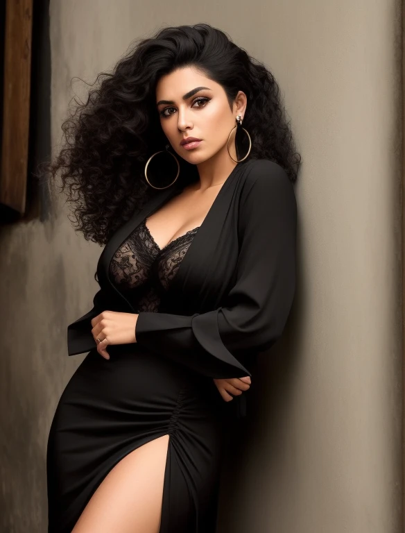 Una mujer con un vestido negro y botas altas posando para una foto, traje muy sexy, traje negro, lorena avarez, traje revelador, sola hermosa mujer latina, dama seductora, photo from a promotional session, Ebony, vistiendo ropa negra ajustada, se parece a laura barriales, vestido todo de negro, vestido de negro, vistiendo ropa negra