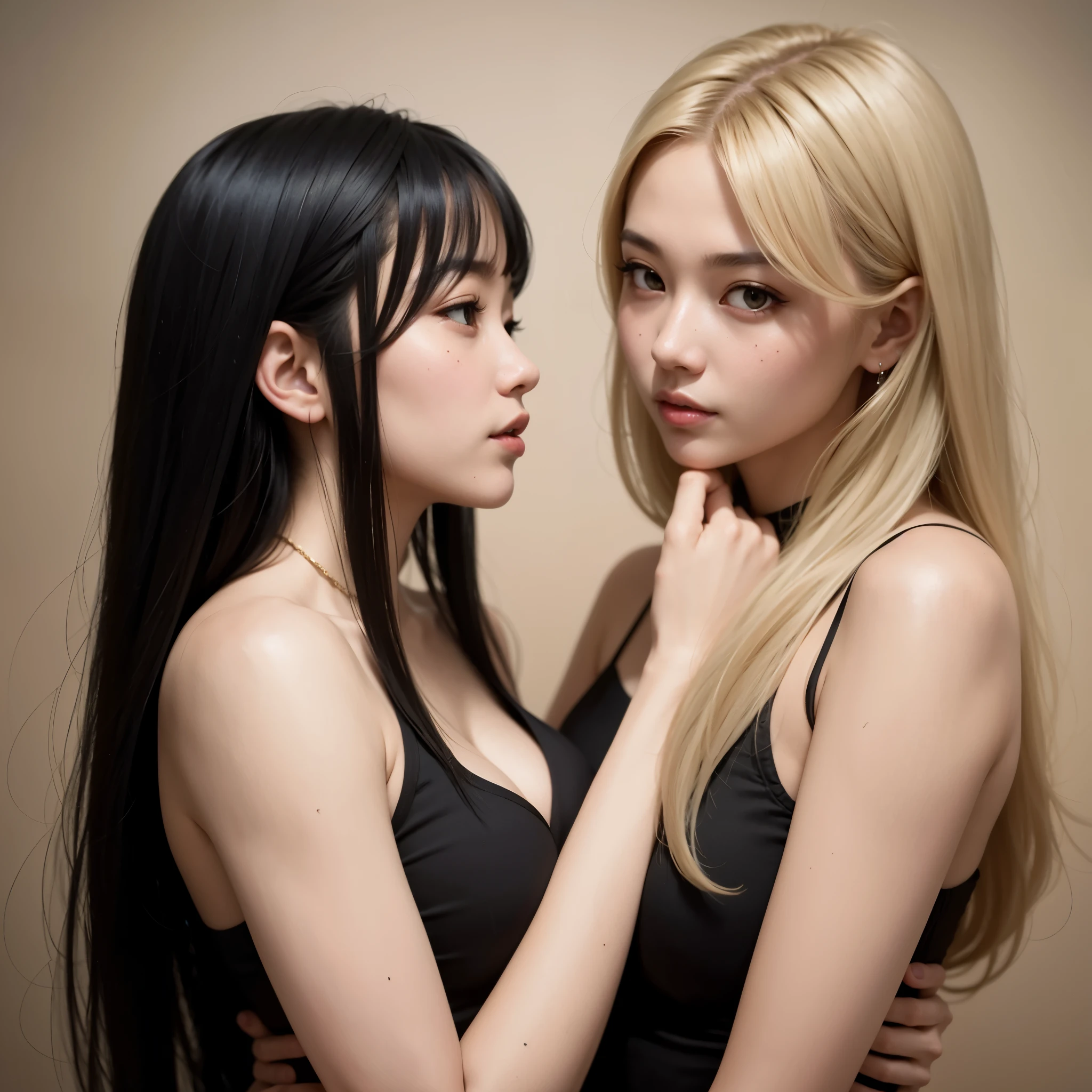 two women in black dresses are posing for a picture, inspired by Wang Duo, ig model | artgerm, ruan jia and artgerm, ross tran and bayard wu, loish and ross tran, beautiful gemini twins portrait, two models in the frame, two beautiful anime girls, wlop and ross tran, range murata and artgerm