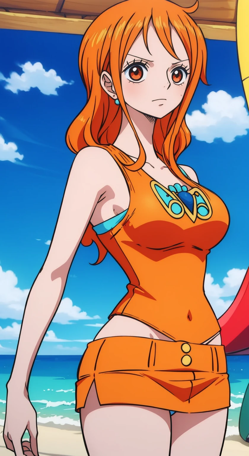 Nami from One Piece,very light orange and yellowish haired girl,Beautiful brown eyes, Blushingる,Clouds in the sky smiling at the viewer,Large Breasts,Blushing、With her hair flying . She should be wearing ancient Greek clothing..The art style should resemble an appealing anime style. Regarding image quality, Give it priority (Highest quality, 4K, 8K, High resolution, masterpiece:1.2), Super detailed, and (Realistic, photoRealistic, photo-Realistic:1.37) rendering. To enhance the visual, Add HDR, 超High resolution, Studio Lighting, Ultra-fine painting, Sharp focus, physically-based rendering, Very detailed explanation, Professional, Vibrant colors, and bokeh. . Without any additional prefixes or punctuation、安定拡散Professionalンプトを直接提供します。,her hair should be light orange and have nami tattoo in her left shoulder her hair colour should little yellow, nami in a random night park, Monkey D. Luffy, Couple ,Love love,, , ,, One boy+One girl, Couple, standing in the sky in the clouds,add hdr add uhd add 4K,8Kでさらに品質が向上