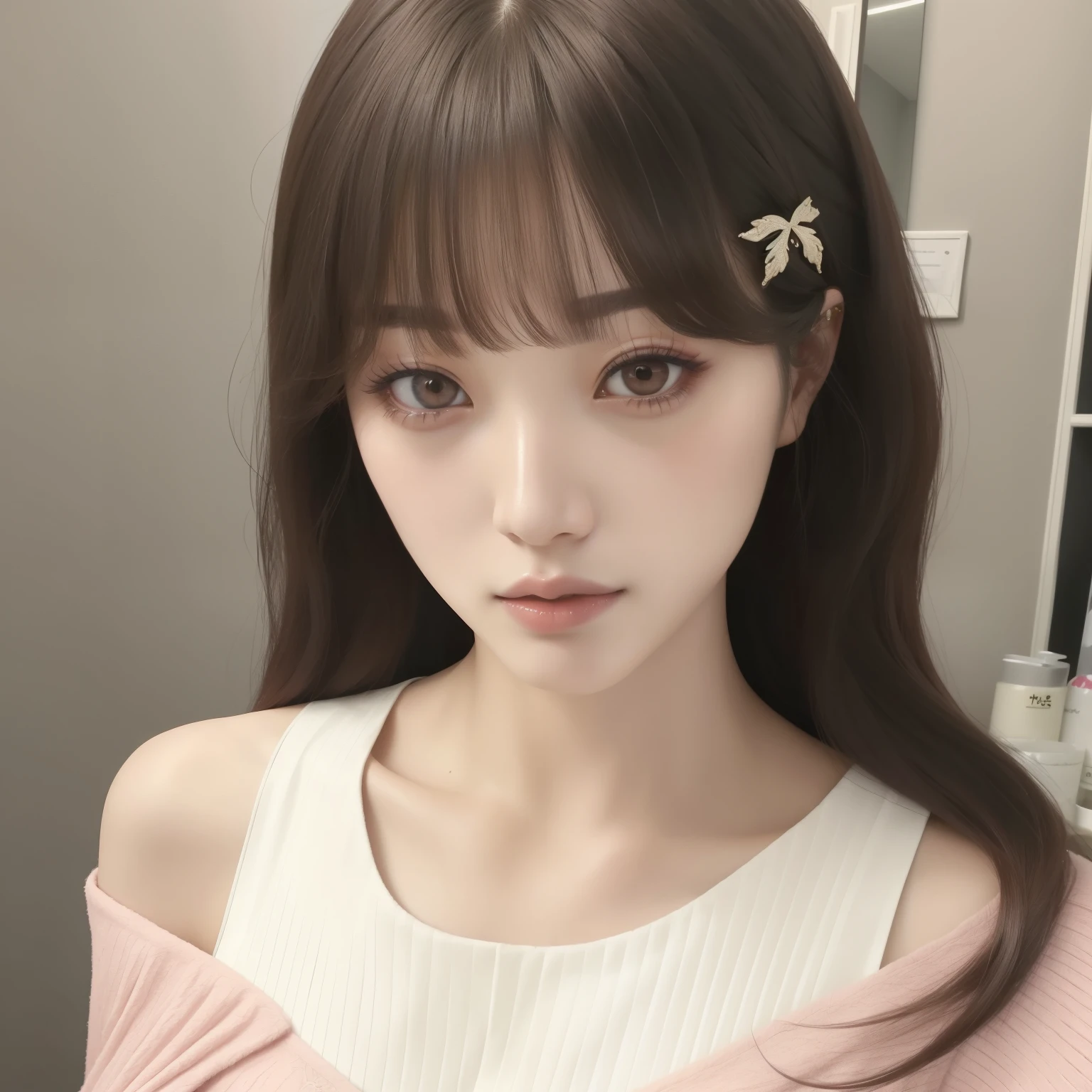 offcial art, Masterpiece, Sharp focus, (Beautiful gorgeous lovely Korean women:1.3), (beautiful lovely Korean people:1.3), Korean beauty, Delicate and beautiful hair and eyes and face, Realistic, Ultra detailed, Beautiful girl, Luminous white particles, (side-lighting:1.2), very big buttocks, scenery, Long straight hair, sexy facial expression, Dynamic hair, Long straight hair, detailed long black hair, Glow red eyes, Sexy, In the dark, deepshadow, low tune, Cold light, Dynamic light, Cinematic lighting, Cinematic lighting, Mature woman, facial closeups, detail in face, Red lip detail, Scorpio girl, Scorpio girl zodiac, Scorpio as Tato, very detail eyes, detailedface, detail in face, detail, Utra details, The is very detailed, highly details,