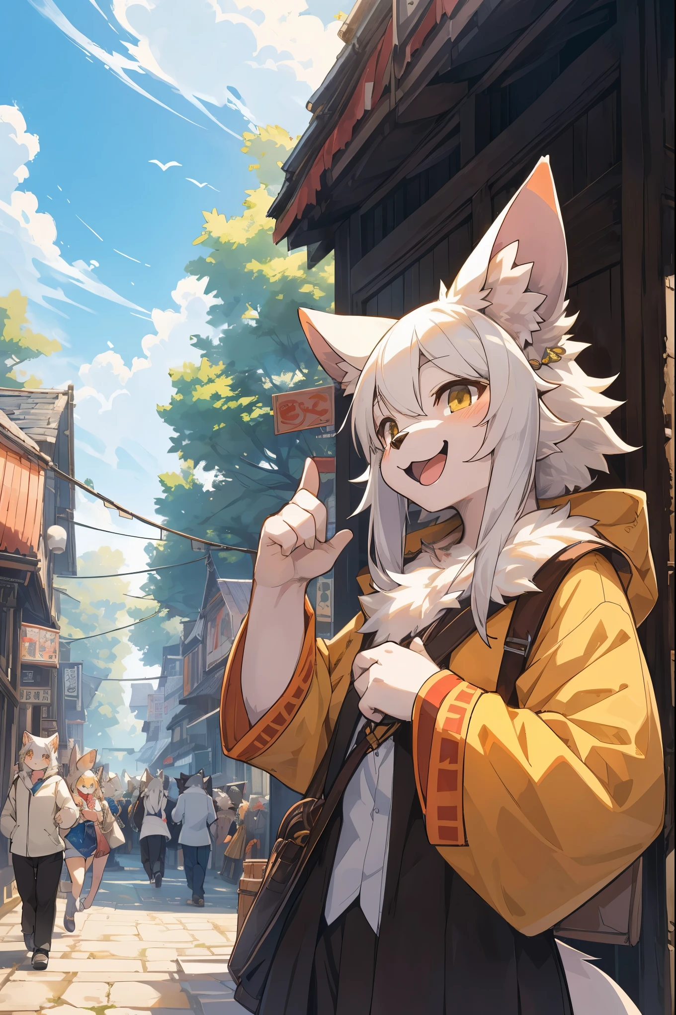 cover_page, super high resolution, detailed background, World Heritage Site, 6+boys, 6+girls, Happy, joyful, absurdres(Photos of solo travelers)(kemono, furry anthro),