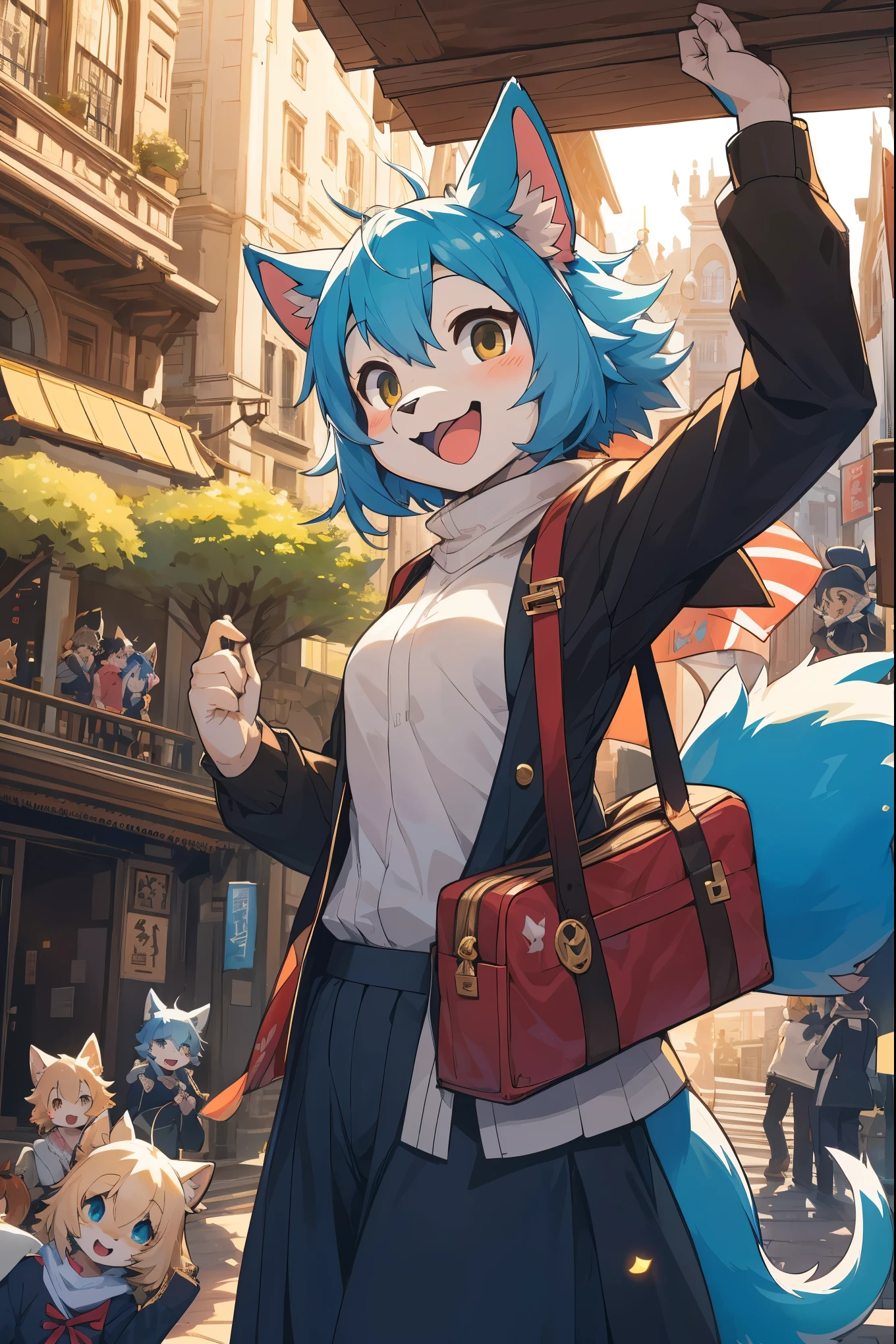 cover_page, super high resolution, detailed background, World Heritage Site, 6+boys, 6+girls, Happy, joyful, absurdres(Photos of solo travelers)(kemono, furry anthro),
