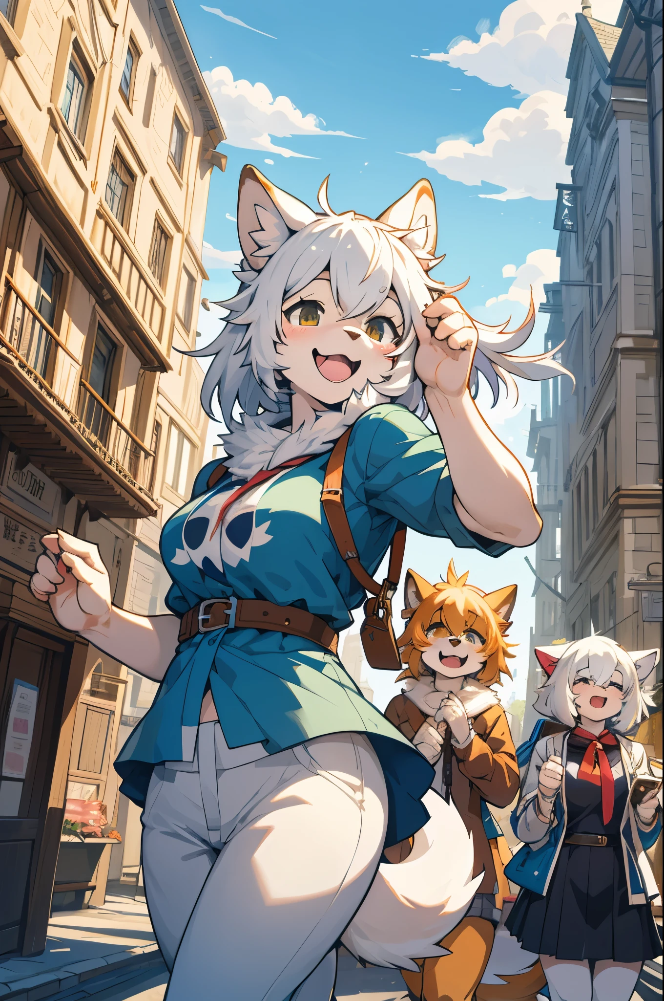cover_page, super high resolution, detailed background, World Heritage Site, 6+boys, 6+girls, Happy, joyful, absurdres(Photos of solo travelers)(kemono, furry anthro),