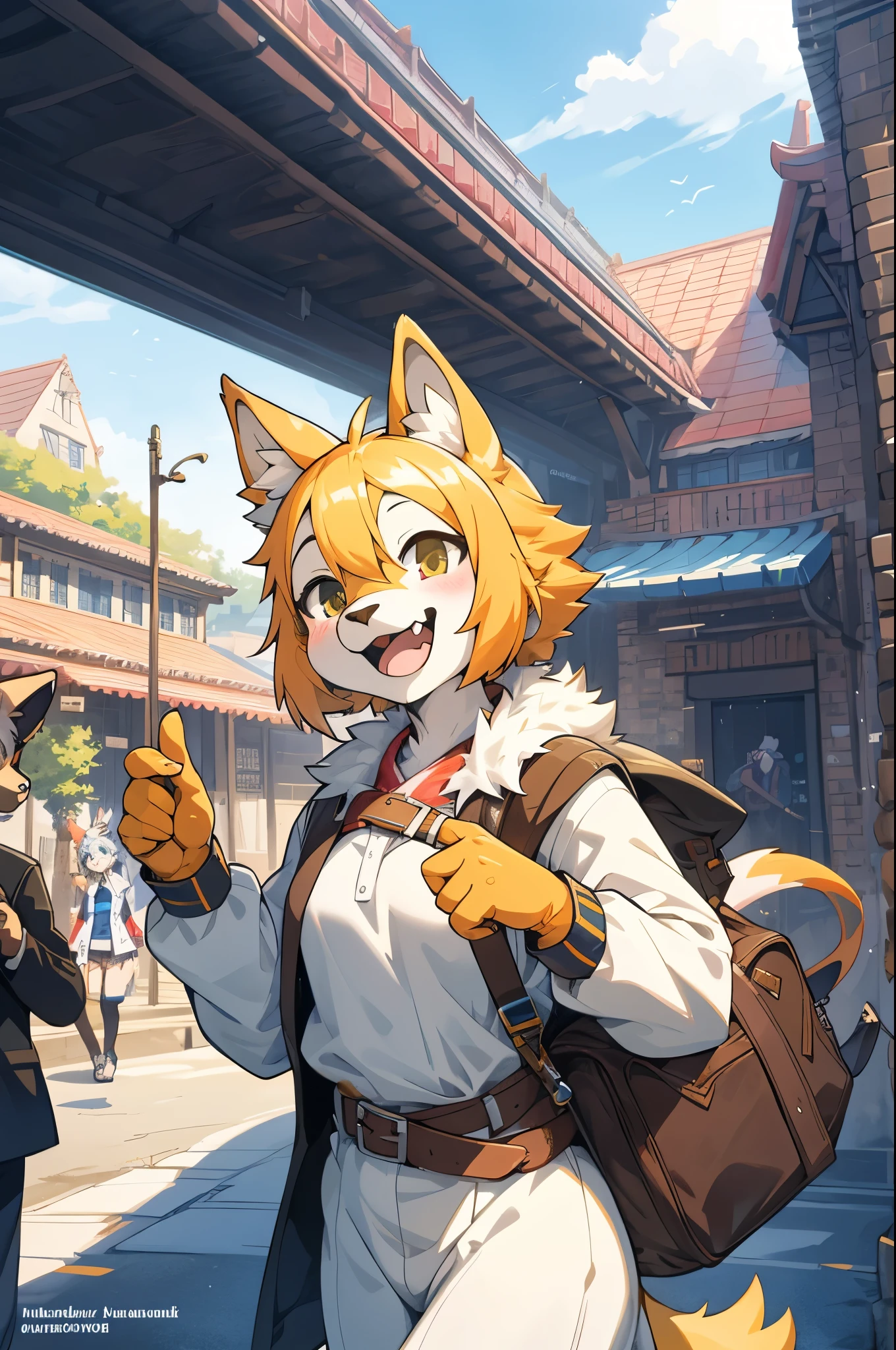 cover_page, super high resolution, detailed background, World Heritage Site, 6+boys, 6+girls, Happy, joyful, absurdres(Photos of solo travelers)(kemono, furry anthro),