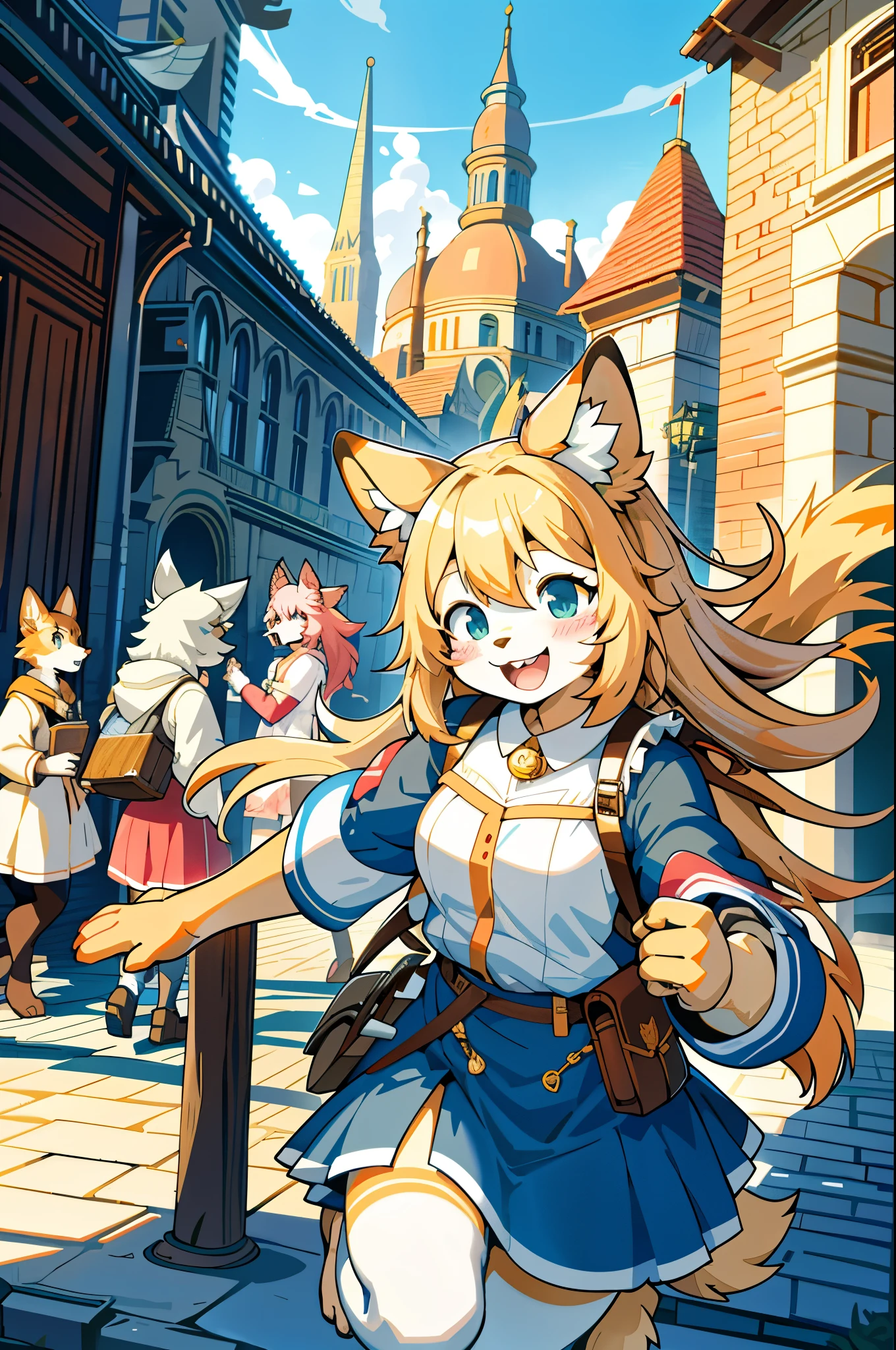 cover_page, super high resolution, detailed background, World Heritage Site, 6+boys, 6+girls, Happy, joyful, absurdres(Photos of solo travelers)(kemono, furry anthro),