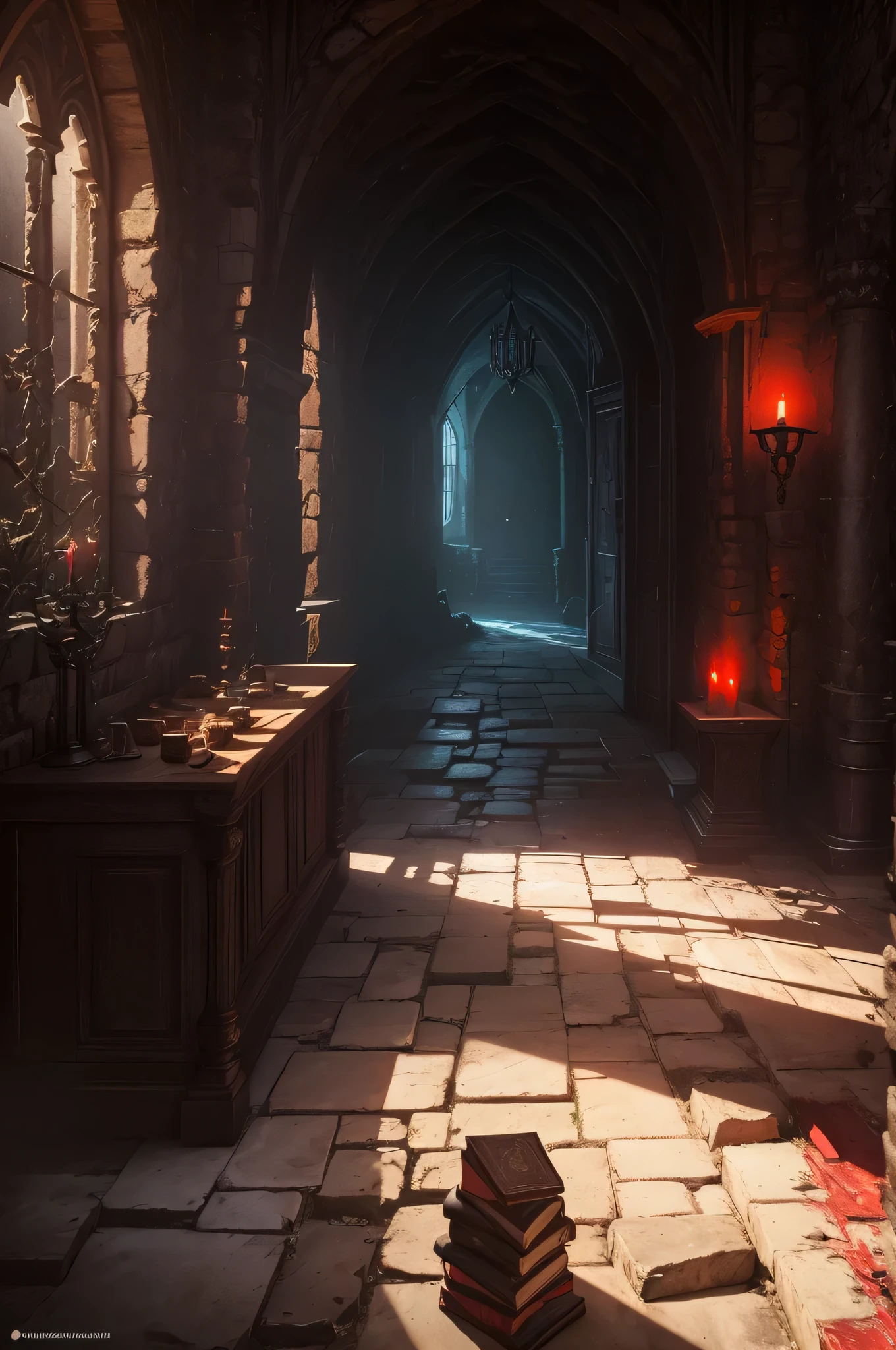 fantasy Ruine inside a Ruine, dunkles Licht, schwebende Partikel, magische Flammen, detailliertes Inventar, elven Ruine, Dracula-Zimmer, Schloss, Expedition, erkunden, Abenteuer, Dunkler Kerkerraum mit magischen und alchemistischen Werkzeugen, dungeon athmosphere (at Nacht) (Ruine) ((best quality)), ((Meisterwerk)), ((realistisch,Digitale Kunst)), (hyperdetailliert) fantasy Ruine inside room of a a Ruine, dunkles Licht, schwebende Partikel, magische Flammen, detailliertes Inventar, elven Ruine, Dracula-Zimmer, Schloss, Expedition, erkunden, Abenteuer, Dunkler Kerkerraum mit magischen und alchemistischen Werkzeugen, dungeon athmosphere, , best quality,4K,8 Tausend,High Resolution,Meisterwerk:1.2),Ultradetailliert,(realistisch,photoRealistisch,fotorealistisch:1.37),Zauberturm, magier tower Ruinee, magischer Turm, mittelalterliche Fantasie, mittelalter high fantasy, at Nacht, Rote und blaue Lichter, blue dark tones, Draculas Zimmer, Schloss Ruine, Ruine inside, altes Zimmer (rote Lichter) (at Nacht) (red dunkles Licht) (magical Ruine Schloss room) (inside a Schloss Ruine) detailliertes Inventar, detailed magic items, Books, schwebende Kristalle, Magische Flammen, schwebende Schriftrollen, Wasserfall, Nacht, kein Sonnenlicht, Kerzen, dark red Kerzen, Vorhang, magischer verlorener Ort (Bold colors) ( Dunkle Farben) (starker Kontrast) (blutrot) (Dunkelbraun) (Dunkle Farben) (dark athmosphere)