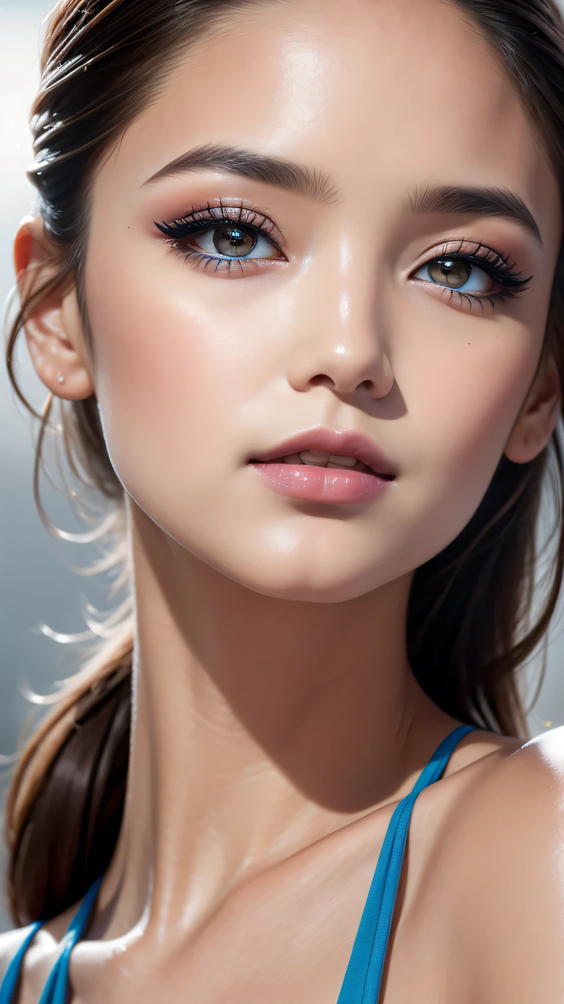 (8K, best qualtiy, tmasterpiece:1.2),(real:1.5、photorealistic:1.5),(detailed street:1.4), ((The ultra -The high-definition))、high high quality, highdetailskin,(beautiful 22 years old 1 girl:1.2), evening gown, (large breasts:1.25), (small head:1.5), detailed eyes detailed pupils multiple eyes, split_ponytail, (gentle_face), (seduce expression:1.4), dynamic angle, dynamic view, (Glamour, paparazzi taking pictures of her)、 contrast、 dark shot:1.17、 Long blue_eyelashes:1.22、 red_lipstick:1.38、((perfect round eyes))、 dark_pink_makeup:134、((matte skin:1.45)), (Super beautiful detailed face:1.5)、(detailed eyes:1.4)、(detailed lips:1.2)、(Detailed nose:1.2)、((very delicate and beautiful、fine details:1.2)、