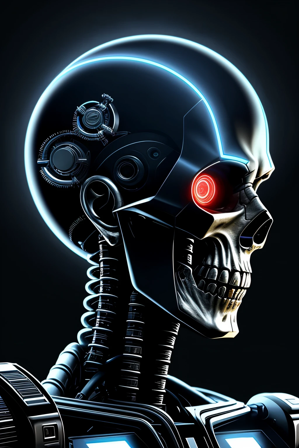 tech background, tech wallpaper, tech, futuristic, future, tech, skull, robotic head, robotic skull, robotic skull side view