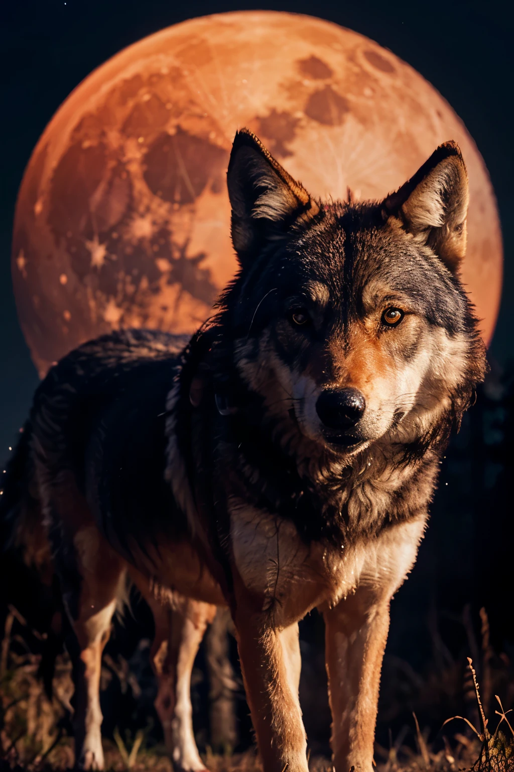 Creating an AI-generated image of a wolf looking at a red moon can evoke a sense of mystique and beauty