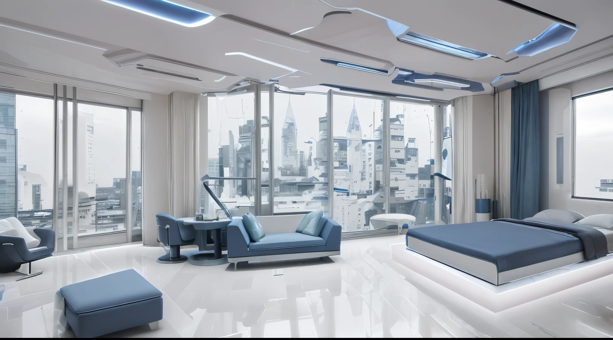 futuristic floor、Futuristic bed、Futuristic sofa、marble crystal floor