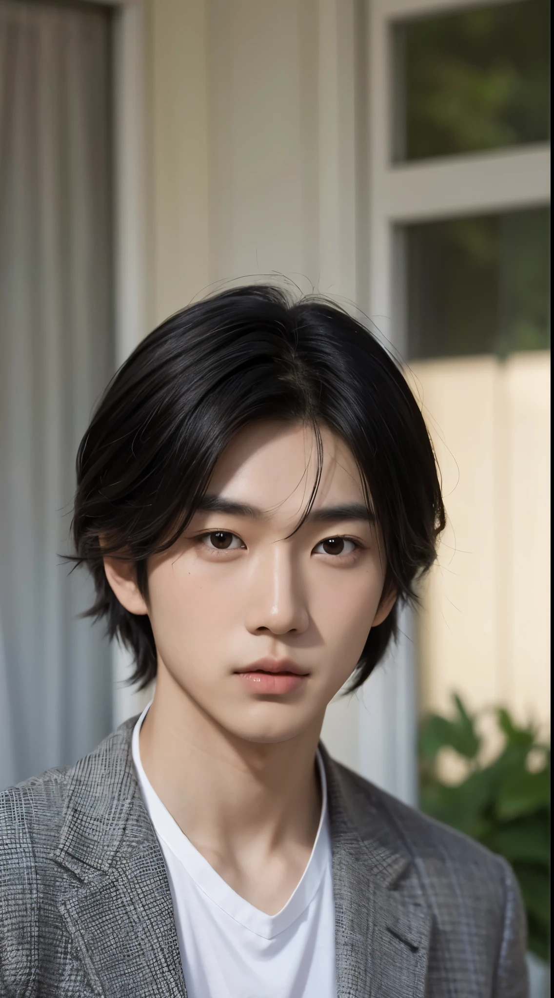 Pretty asian boy,black hair,black eyes