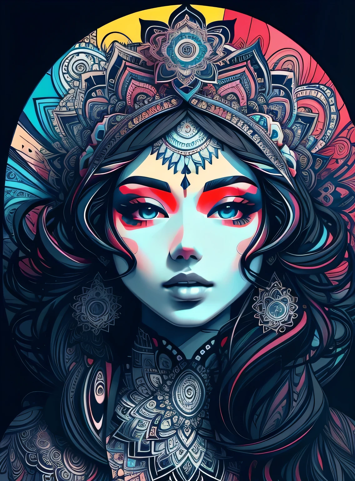 Lindo mandala, black sky, estilo de arte pop, Yang08k, Lindo, colorida,
obras-primas, maximum quality, melhor qualidade, arte oficial, Lindo and aesthetic,