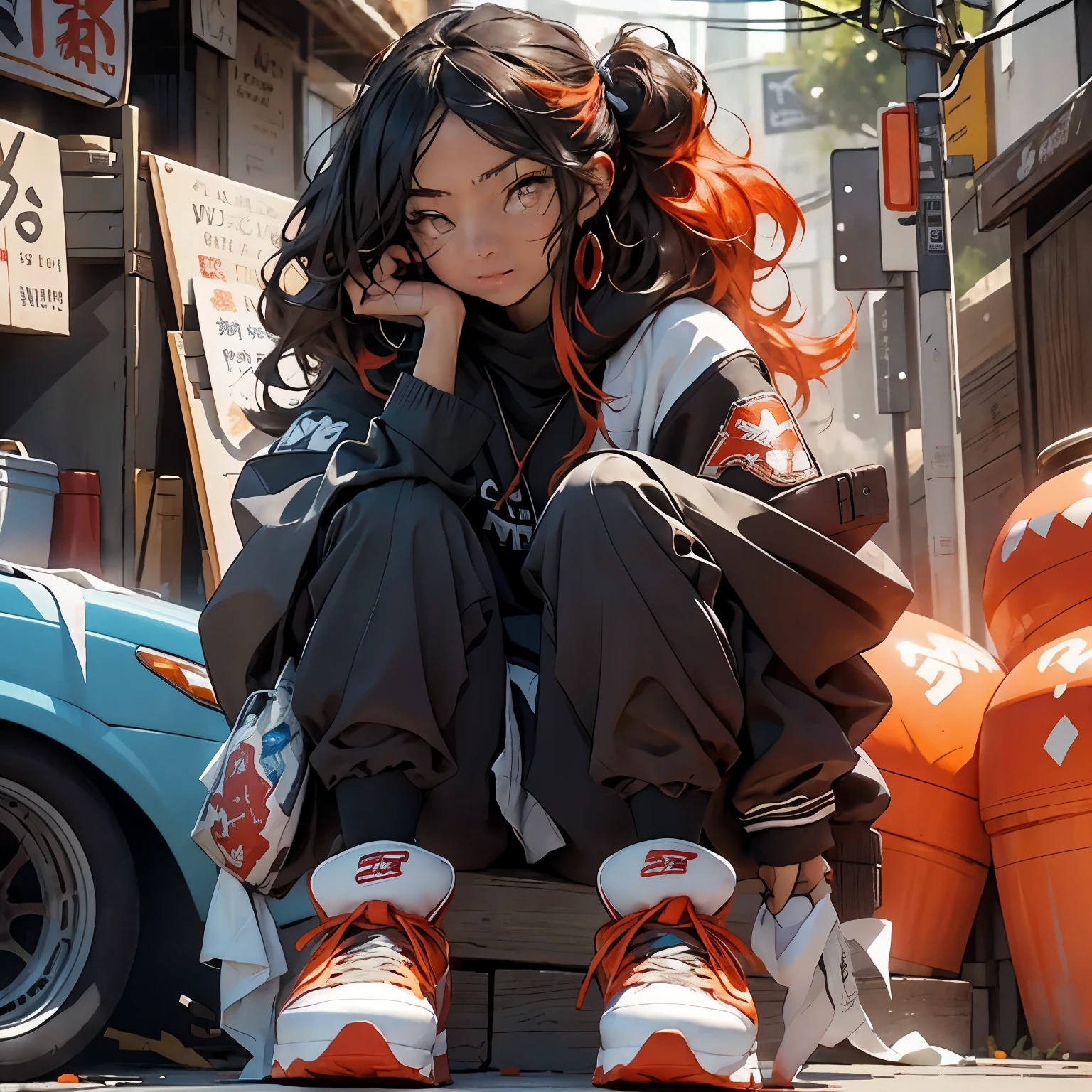 ((best quality)), ((masterpiece)), (detailed), ((perfect face)), an alcohol ink, painting of a long hair female, red glowing eyes, wearing splashes street apparel and distorted white sneakers, flowing in air, fiercely walking towards camera, looking at the viewer, spectacular splashes explosion, detailed and clarity, made of lava, engulf in swirling flame, dark illuminated background, dynamic shoe view,