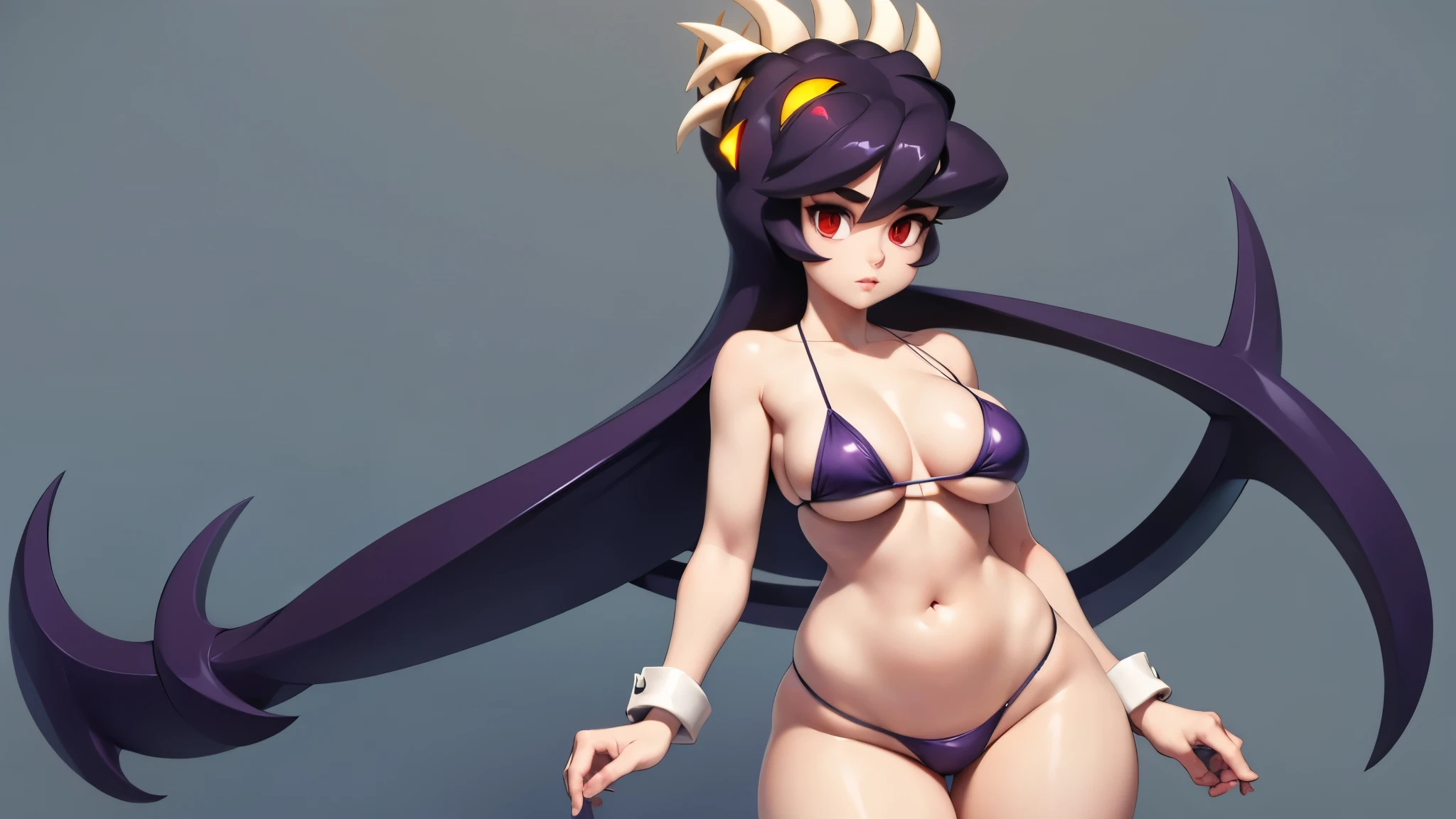 Filia, bikini, thong, marked ass, big , big ass, tiny waist, big thighs, wide hips, long hair, detailed body, anatomically perfect body, long legs, detailed, masterpiece, work of art,