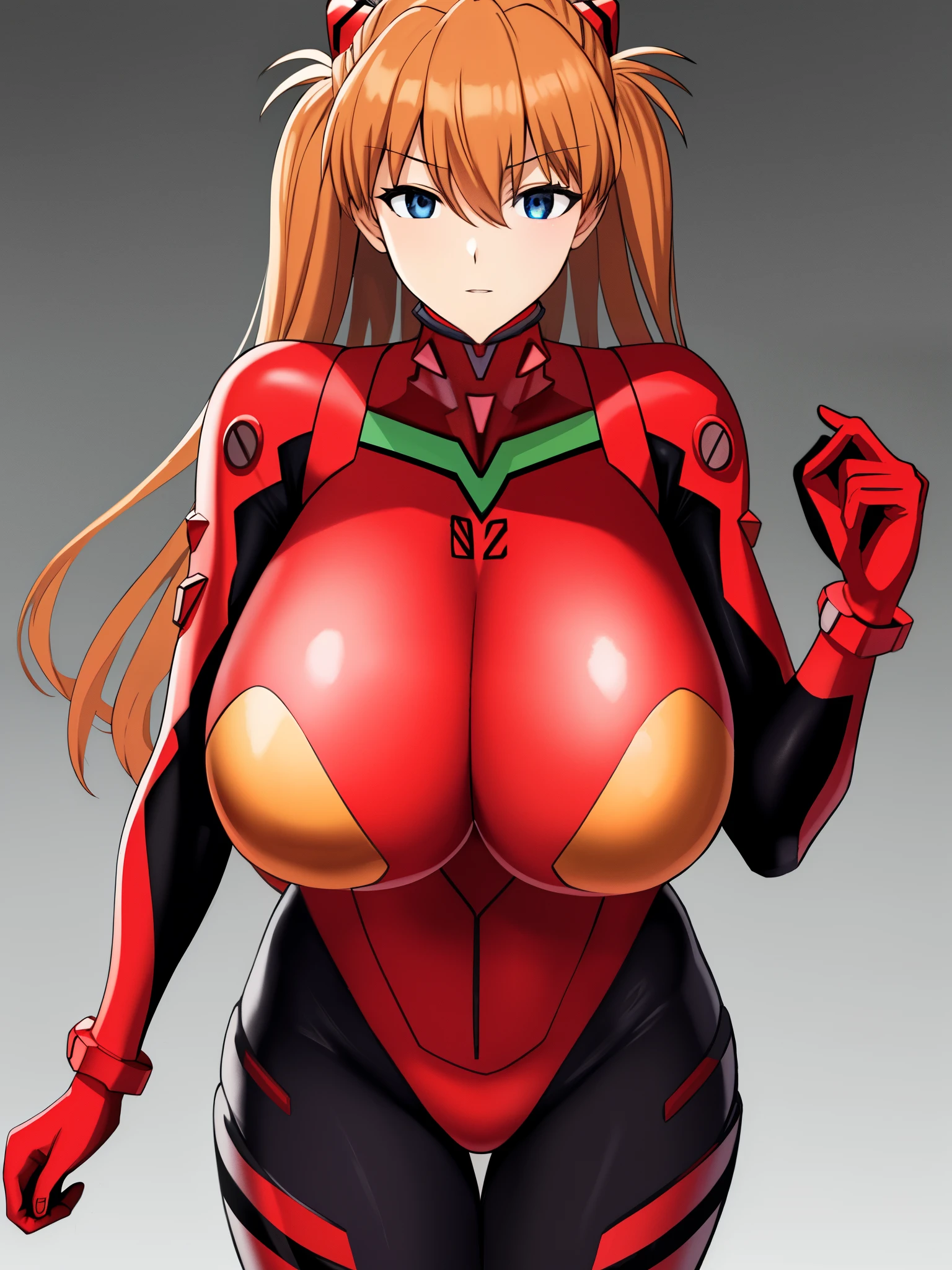 ソウルAsukaラングレー, Huge_chest, Are standing, alone, Asuka_red_plug suit, masterpiece, highest quality, detailed face, fine eyes, High resolution,