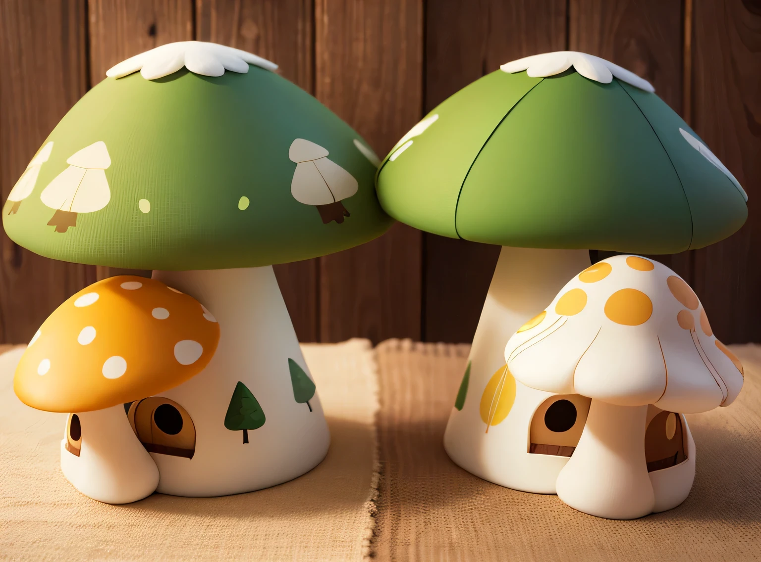 cottagecore, mushroom patterns, 2D, Vetor