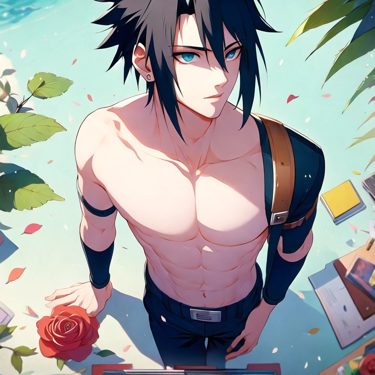 (masterpiece, best quality:1.2), 1boy, solo, black hair