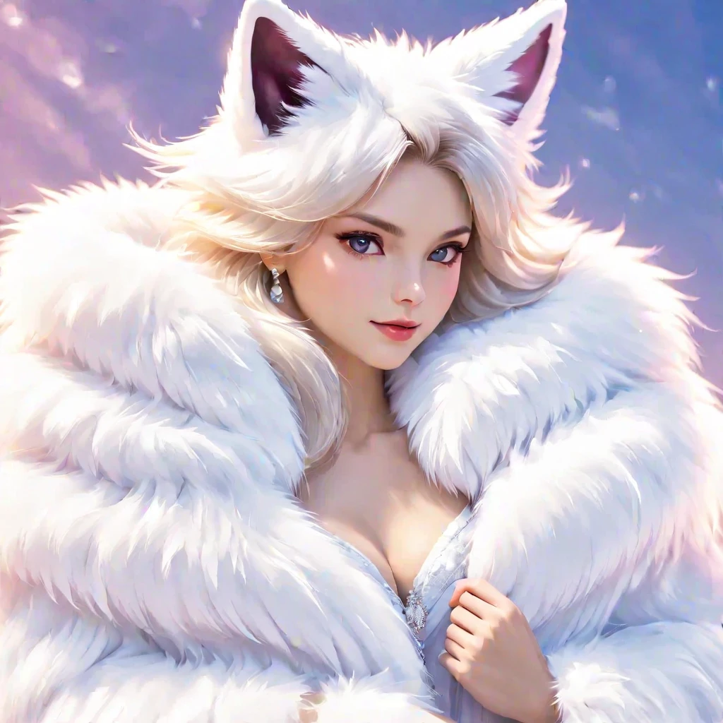 (masterpiece, best quality:1.2), Lunaty,Palworld Nox,white fur collar
,white fur