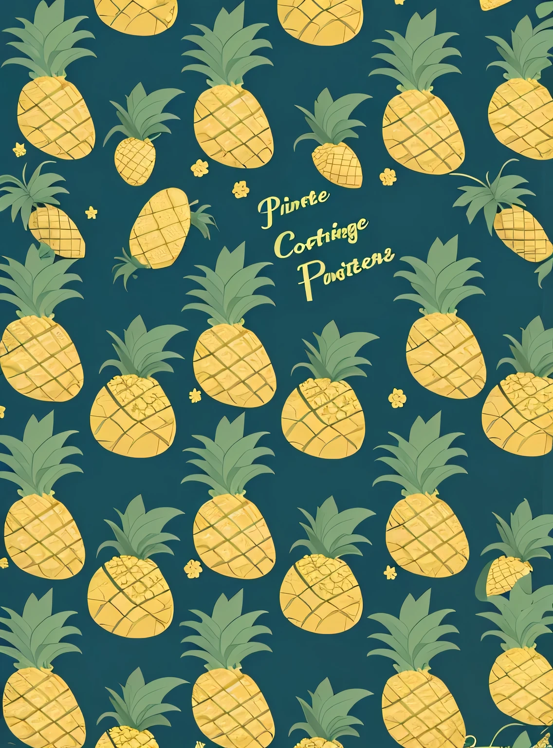 cottagecore, pineapple patterns, 2D, Vetor  
