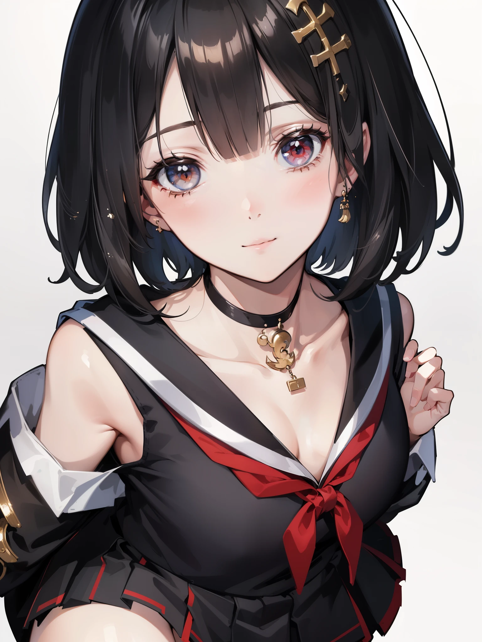 (masterpiece: 1.3),(highest quality:1.4),ultra high resolution,(fine eyes),(detailed facial features),(Detailed features of clothing),HDR,8K resolution, Ground Focus, bangs, firm skin, (glowing skin ),(slender girl),dream-like, (highly detailed illustrations),Check comments,Ask for comments,scenery,no text, VirtualGirl-Rin, Happy, smile, (small breasts), bangs, bob hair, short hair, brown hair, brown eyes, black choker, 1 girl, student, high school, 白いstudent服, sailor suit, Dark red pleated skirt, socks, sneakers,