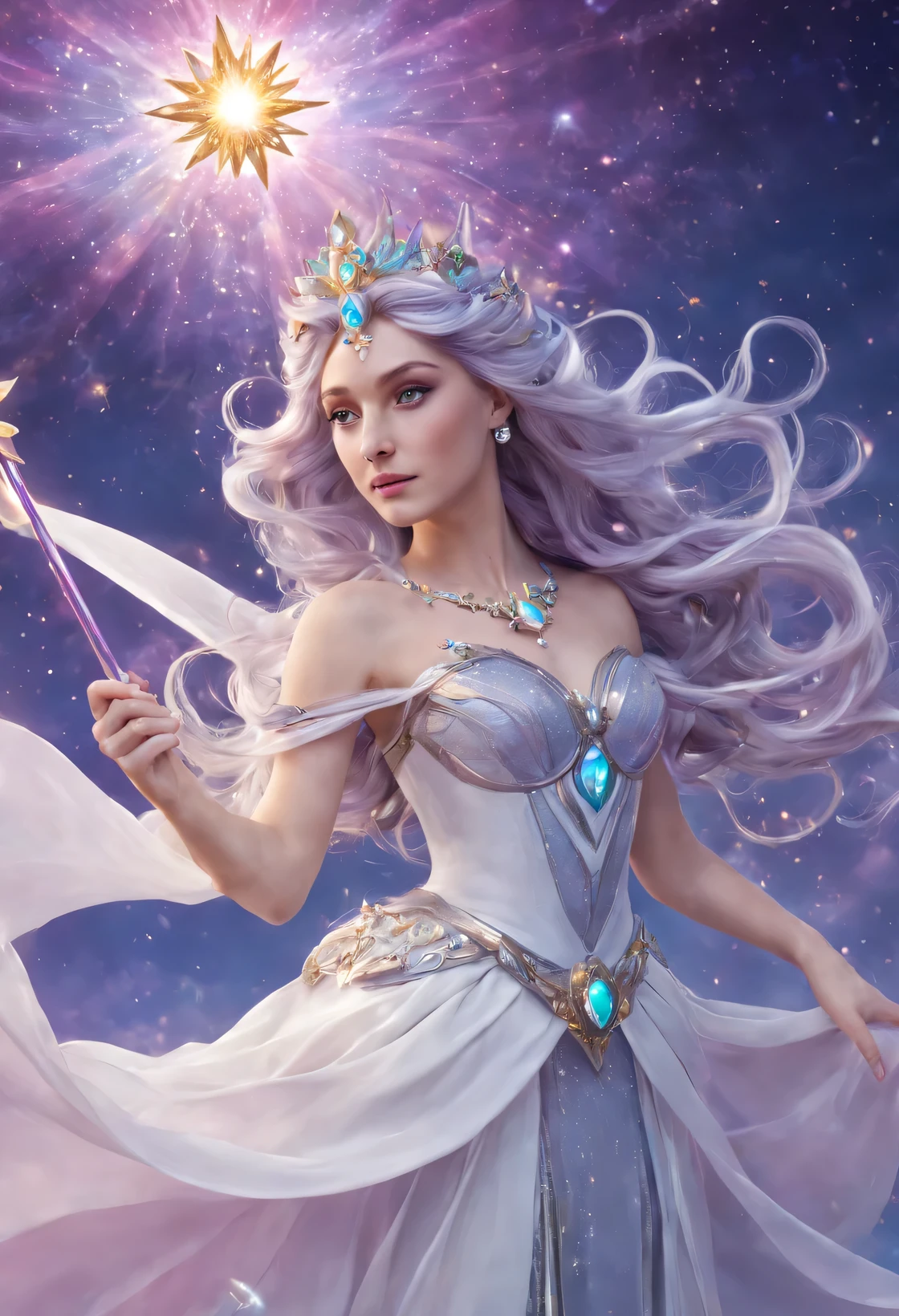 暗黑Magical girl,Beautiful and delicate eyes,hourglass figure,flowing hair,graceful posture,mysterious background,Glowing magic wand,sparkling effect,Color cards,Magical girl,anime style,studio lighting,bright colors,pastel tones,subtle shading,emphasize,realistic details,sharp focus,Ultra-fine painting,professional artwork.