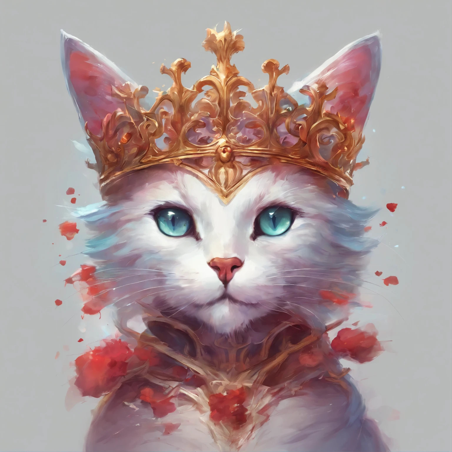 cat, cat skeleton, Heart, tears flesh apart, grinning, face covered in blood, crown on head,