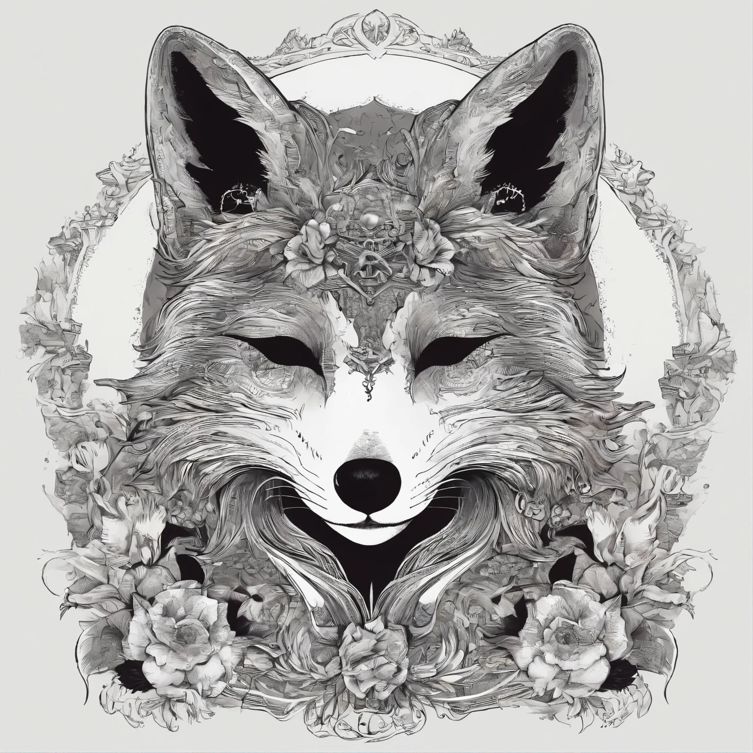 Arctic fox is with you, skeleton with remains of flesh, a lot of blood, grin, tears the body apart, tears flesh